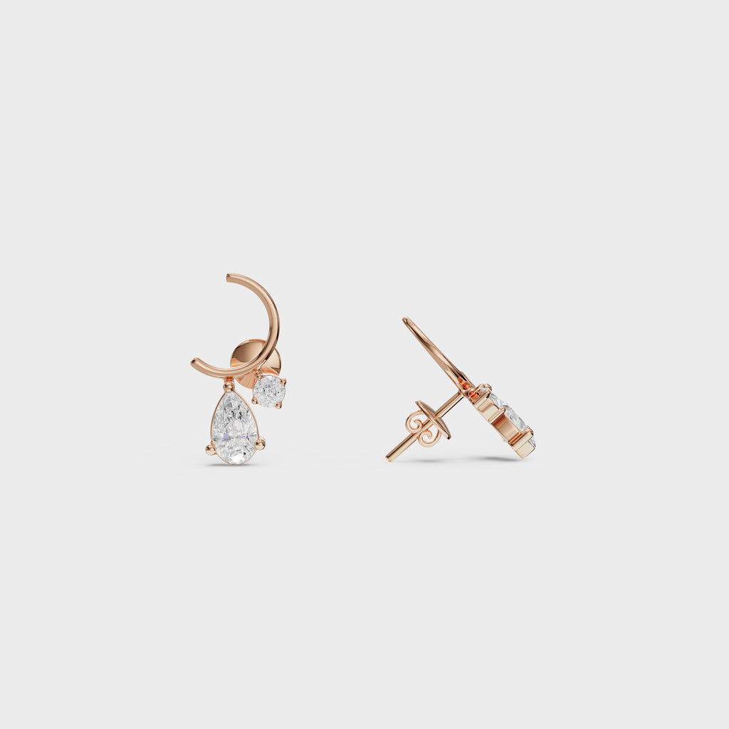 Diamond Dangle Stud Earrings