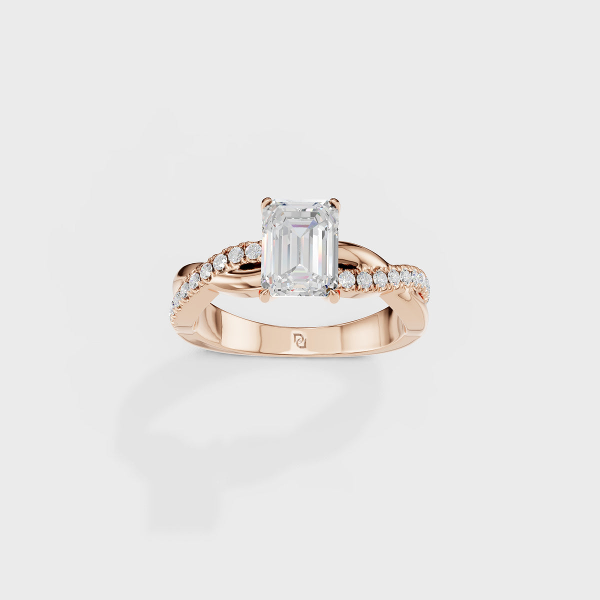 1.02ct Eternal Embrace Emerald Cut Twisted Engagement Ring