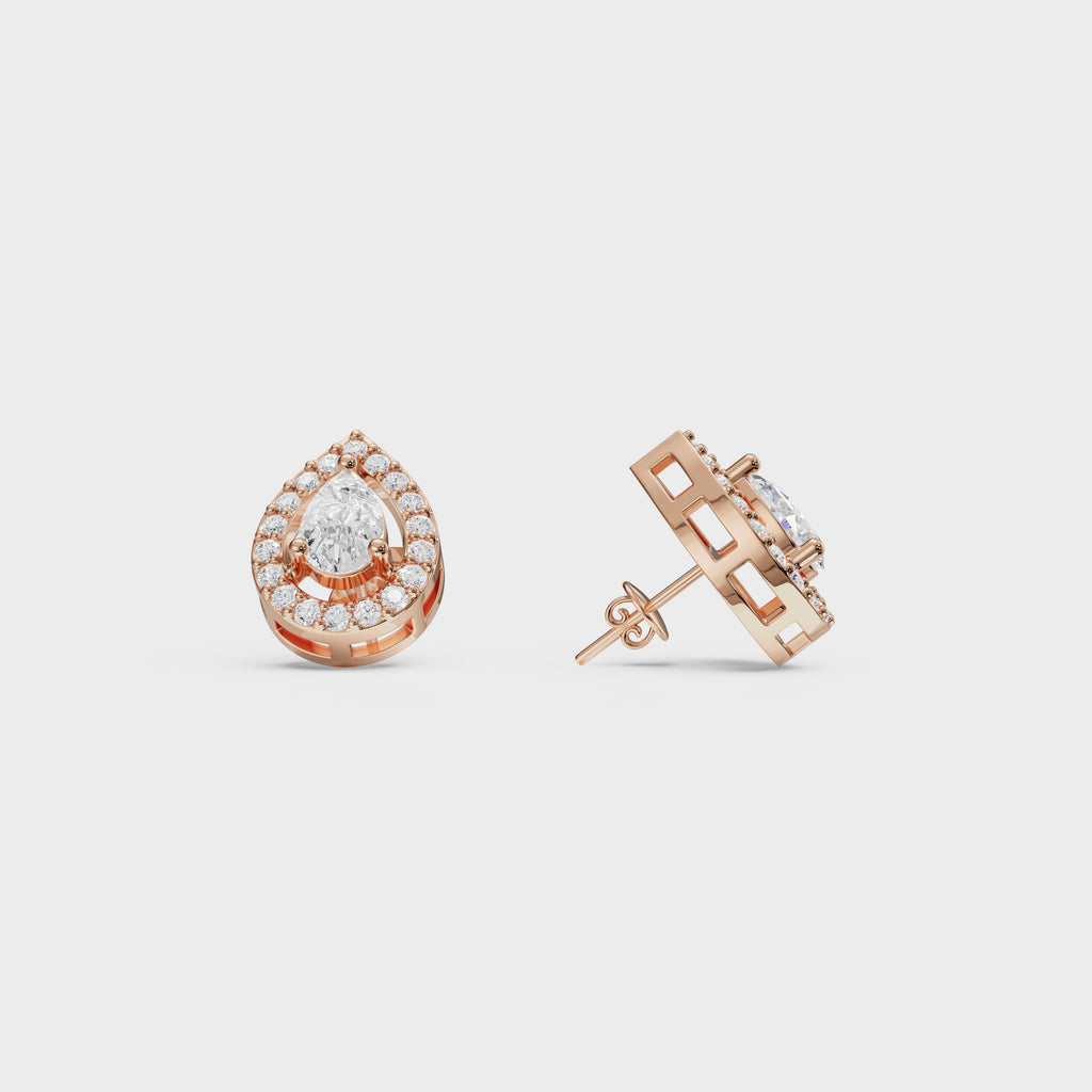Pear Halo Stud Earrings