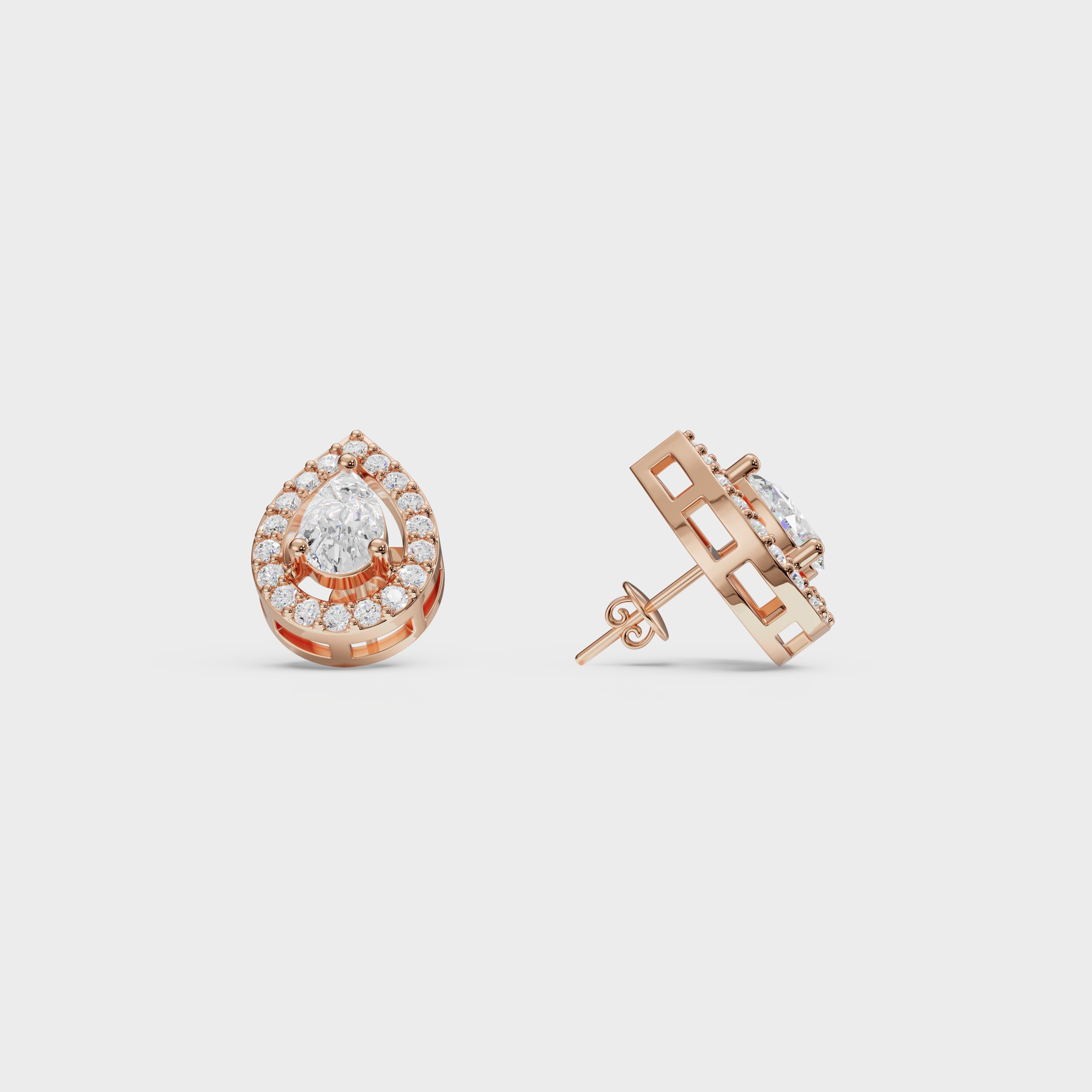 Pear Halo Stud Earrings