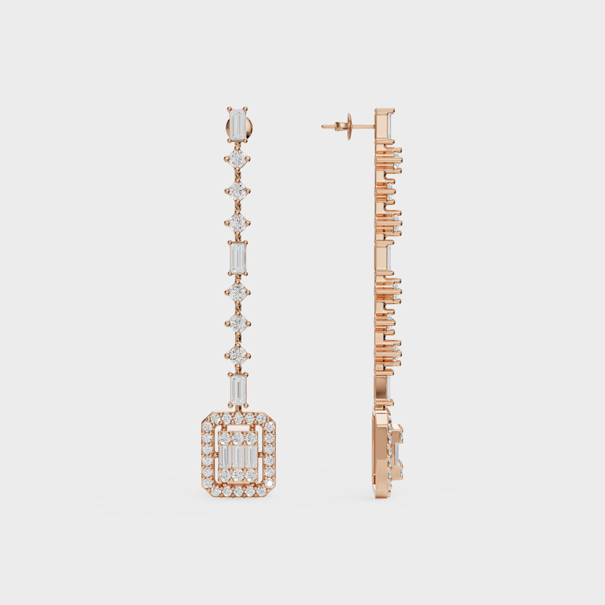 Geometric Diamond Drop Earrings