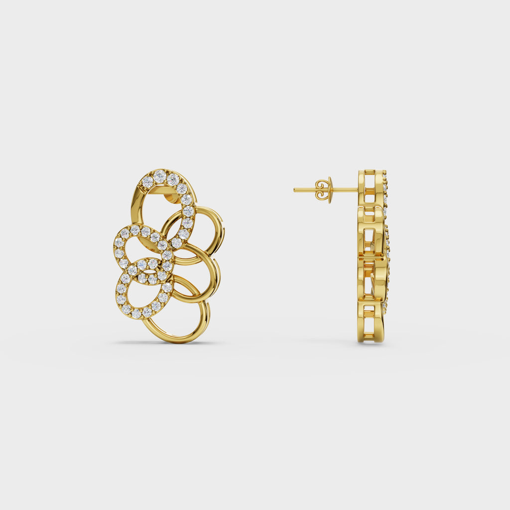 Flowing Petal Diamond Studs