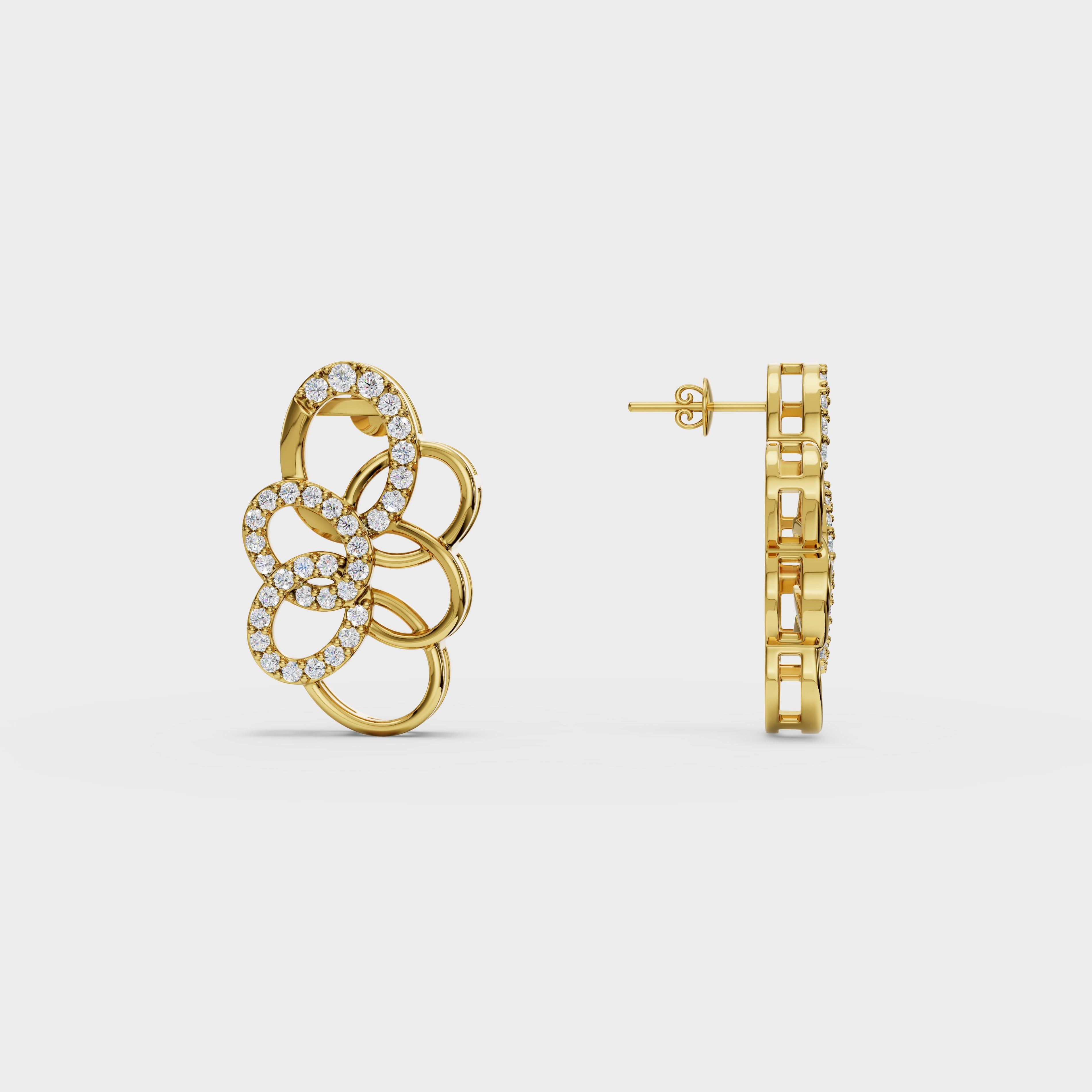 Flowing Petal Diamond Studs