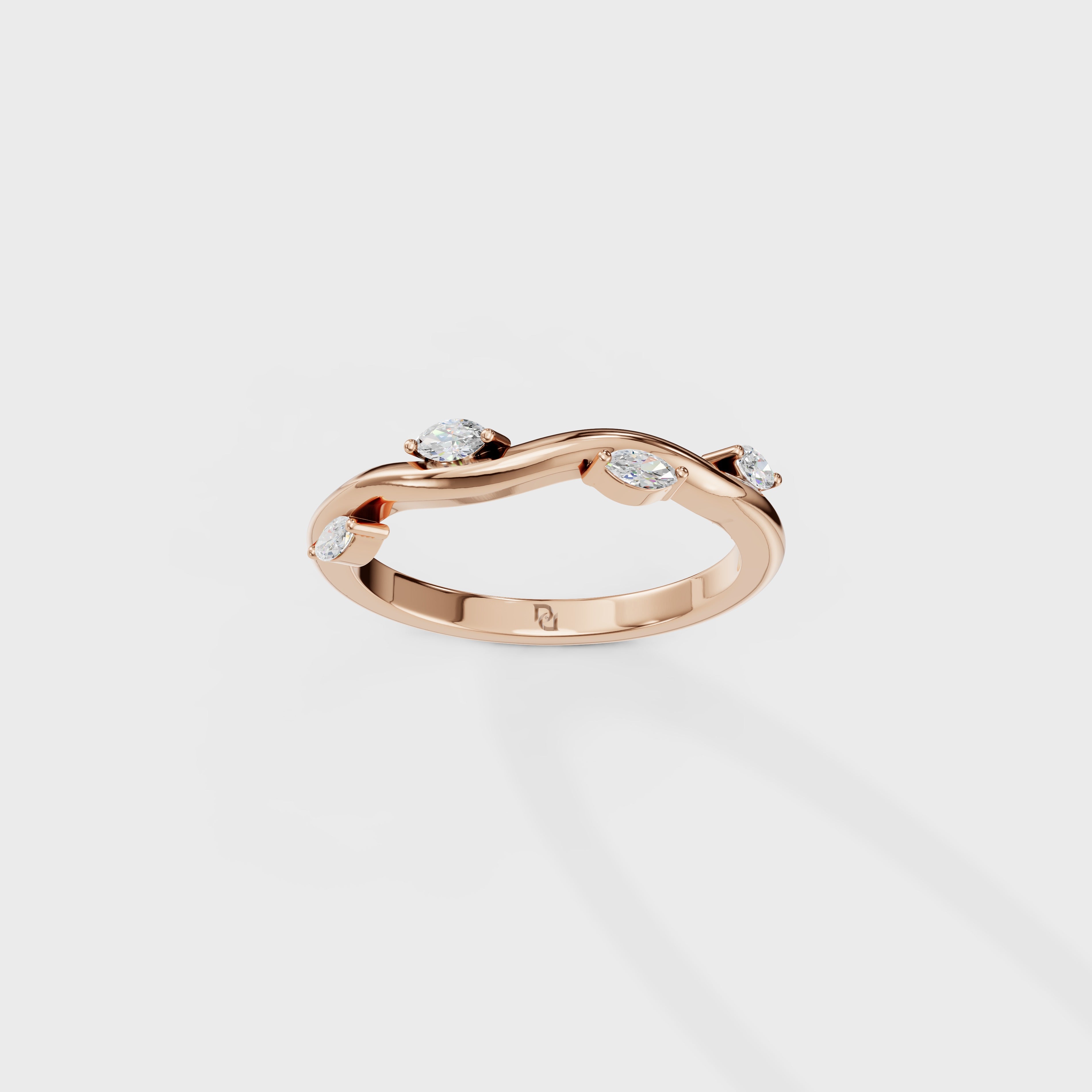 Wave Theme Marquise Diamond Ring
