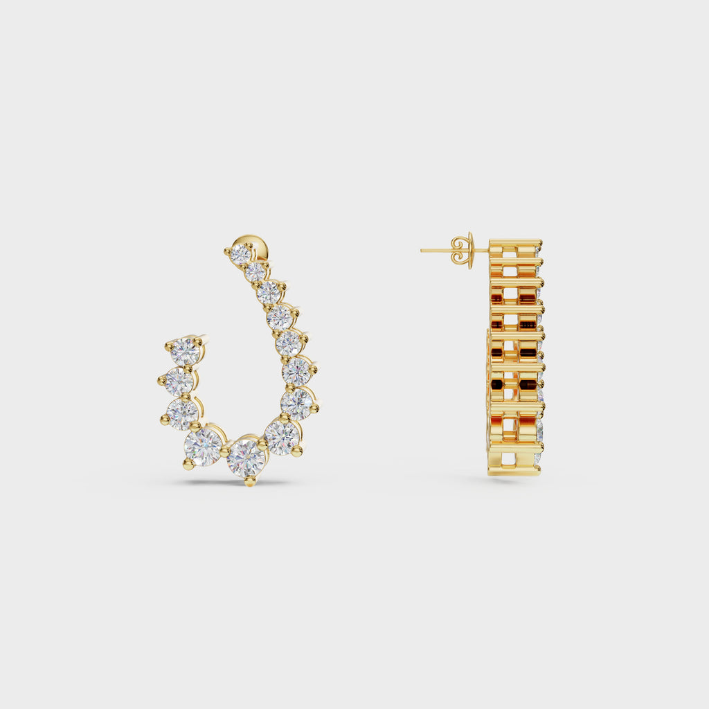 Diamond Arc Stud Earrings