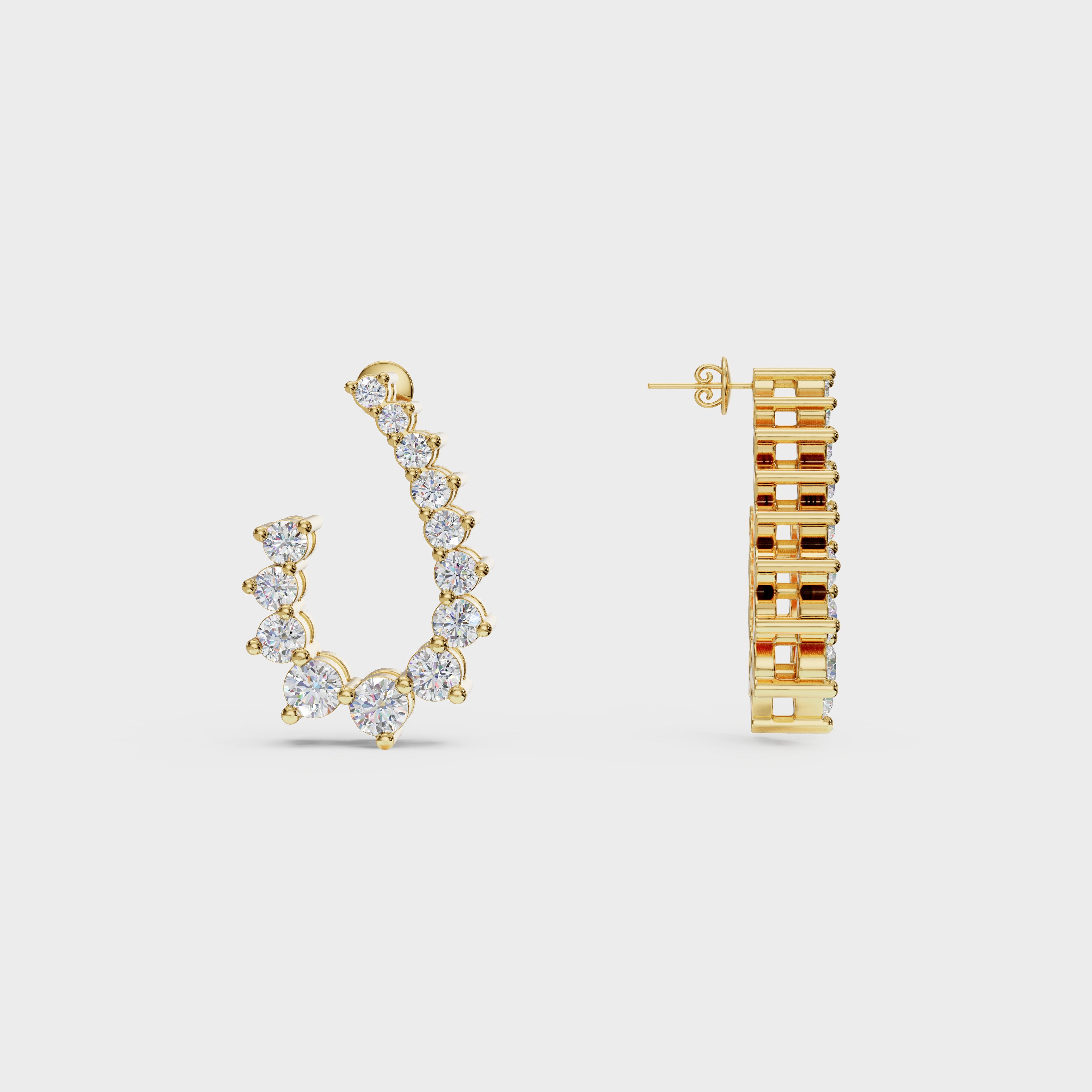 Diamond Arc Stud Earrings