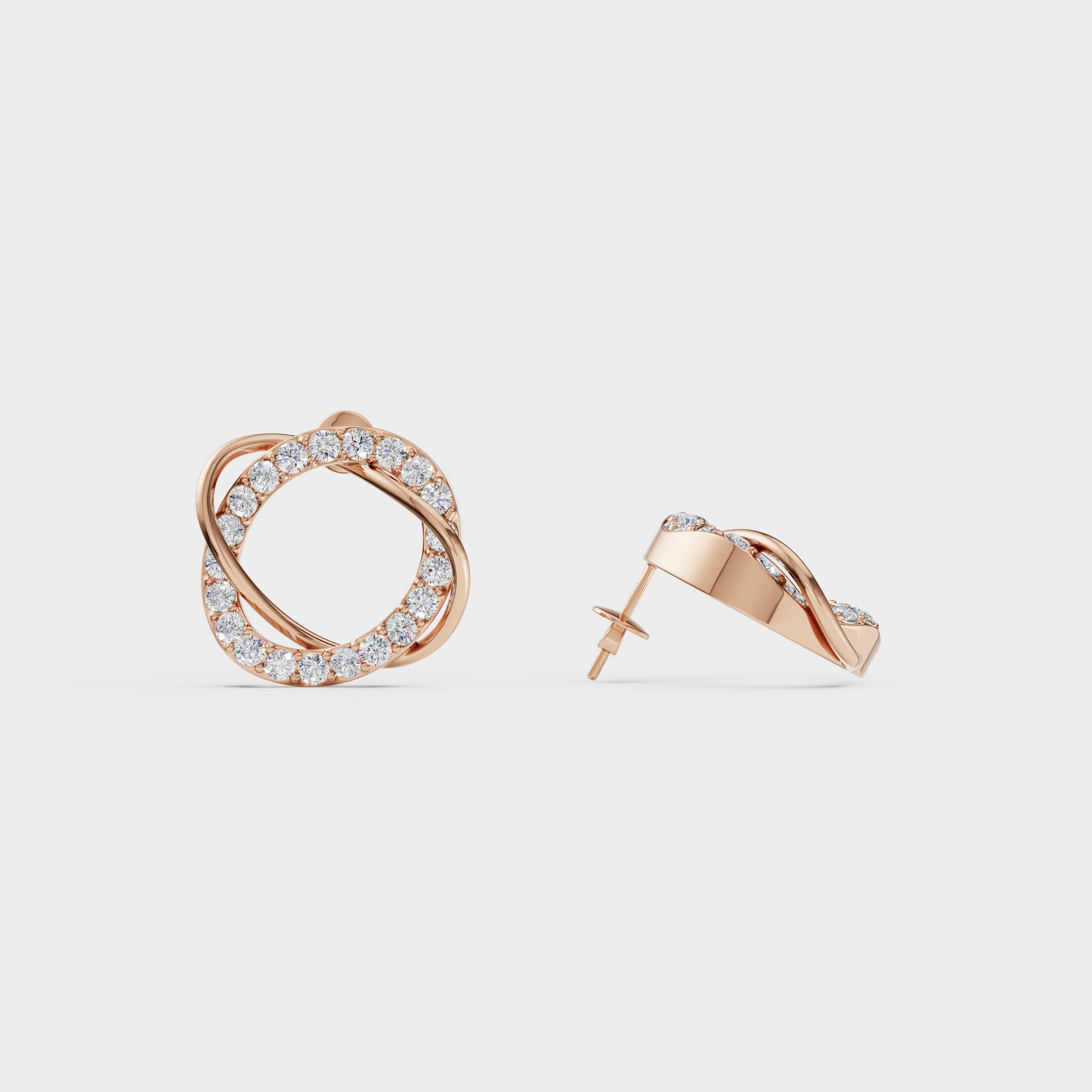Pave Diamond Knot Stud Earrings