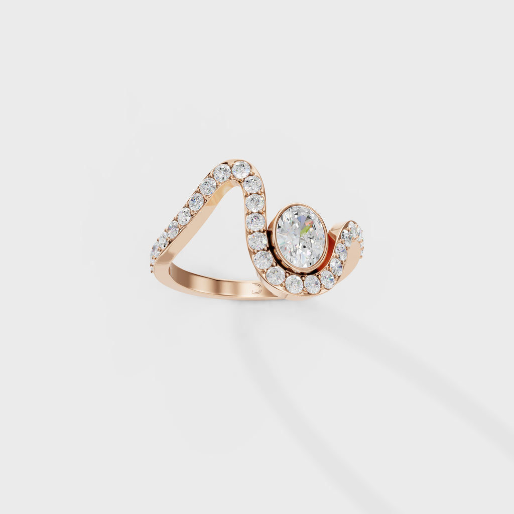 Diamond Bezel Wave Bypass Ring