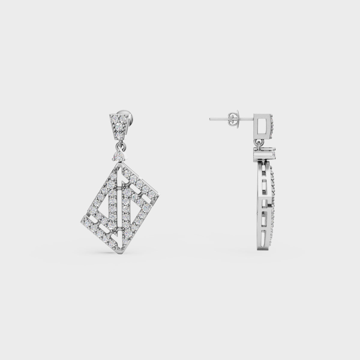 Geometric Drop Diamond Earrings