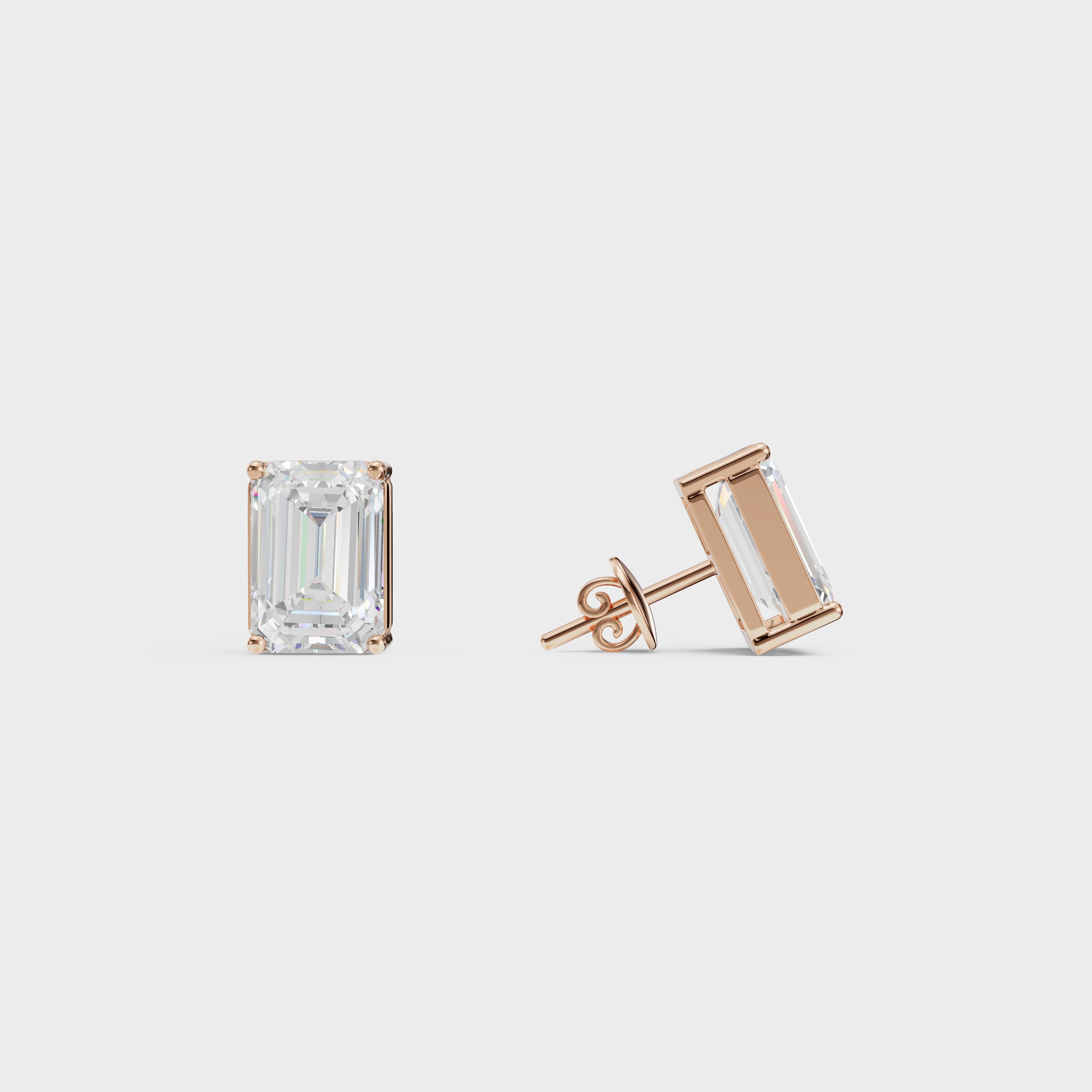 Emerald Cut Diamond Stud Earrings