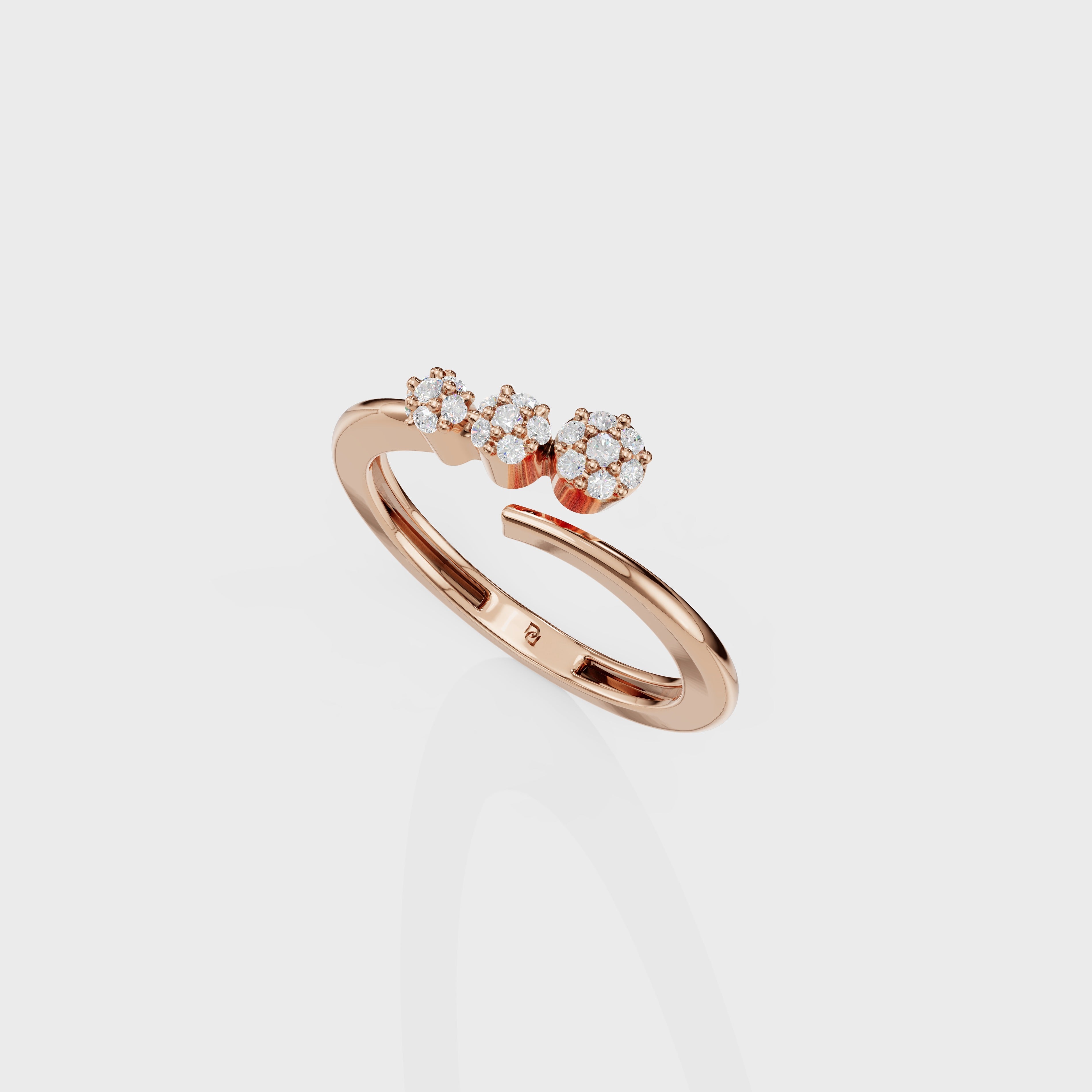 Modern Diamond Cluster Open Ring