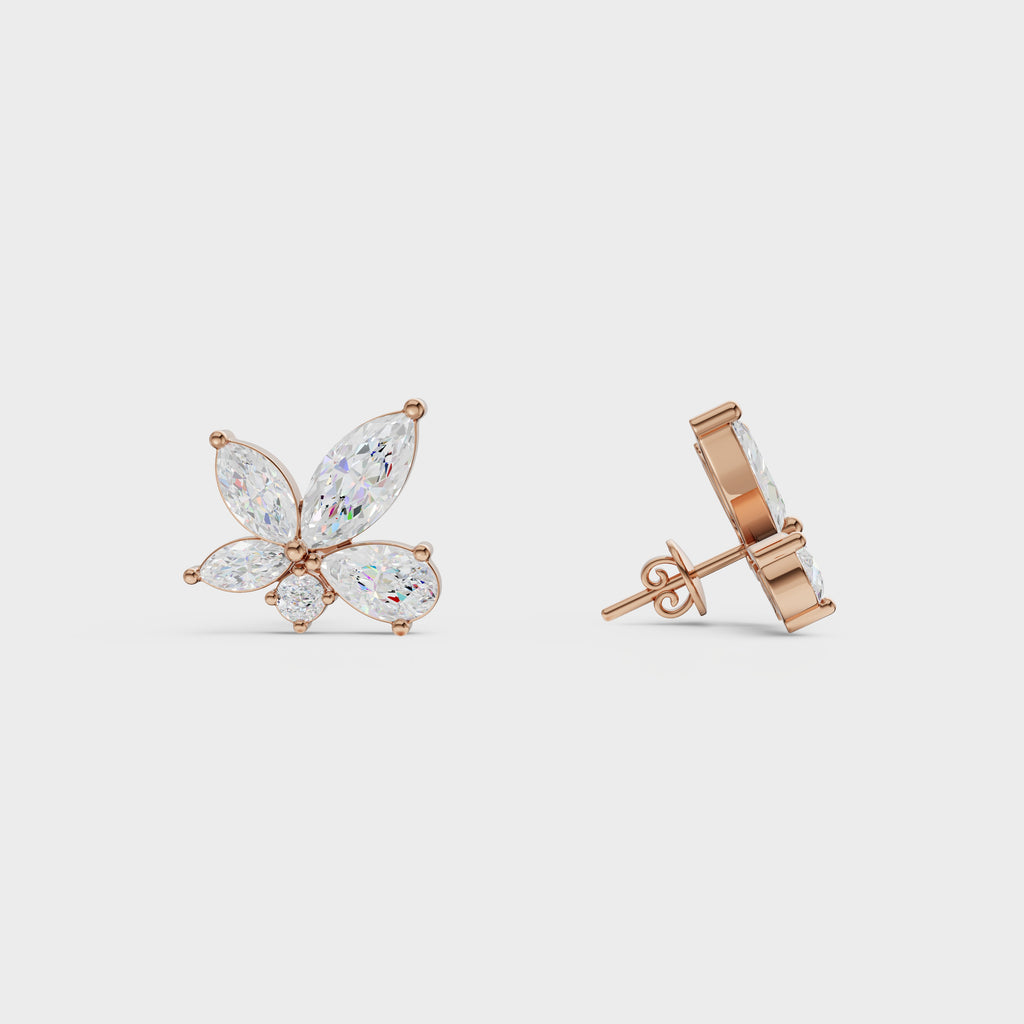 Marquise & Pear Diamond Cluster Earrings