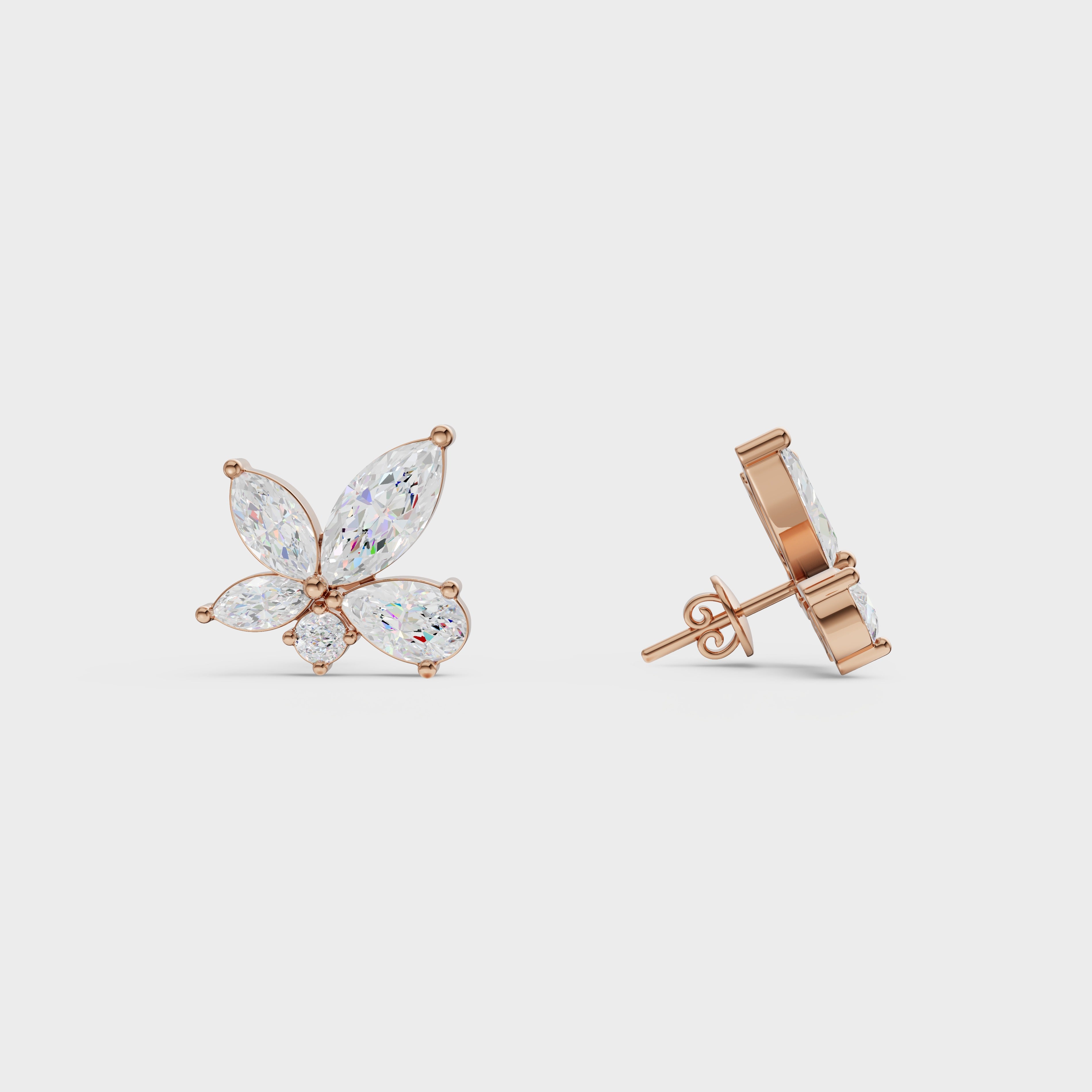 Marquise & Pear Diamond Cluster Earrings