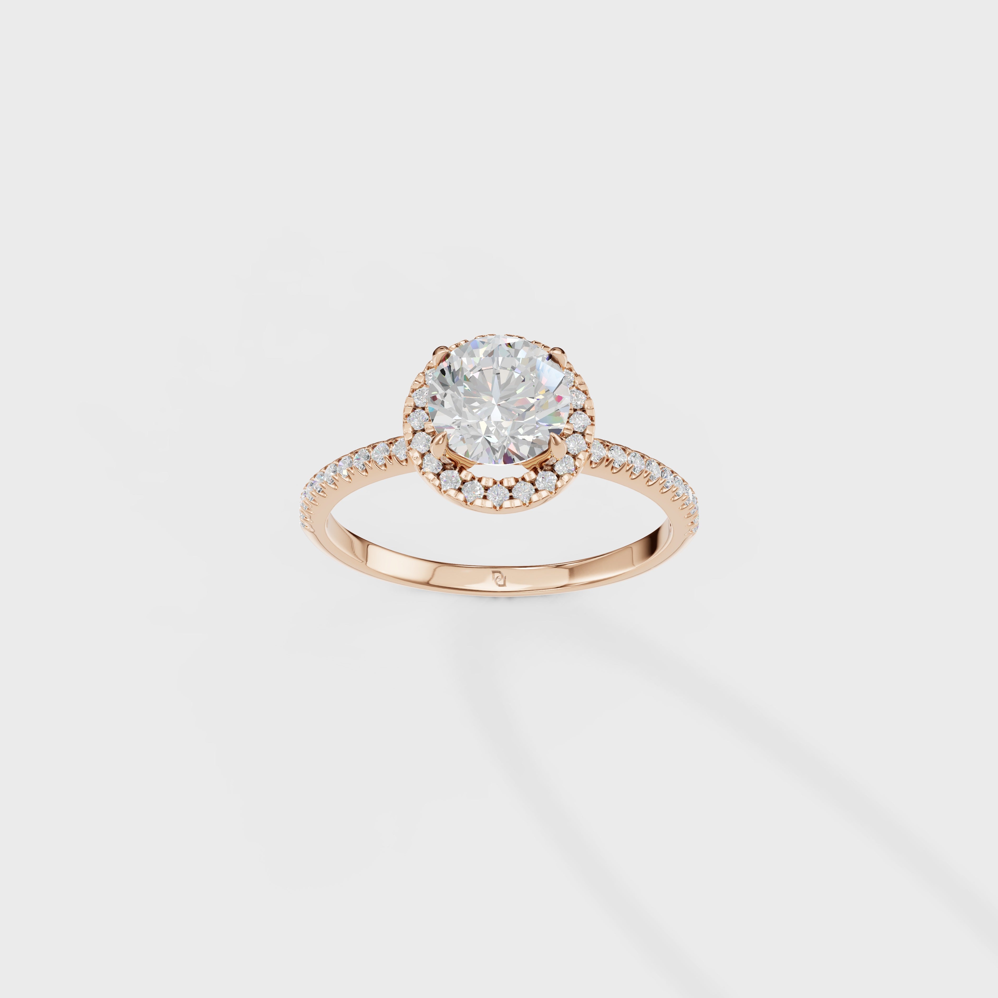 Aura Round Diamond Halo Engagement Ring