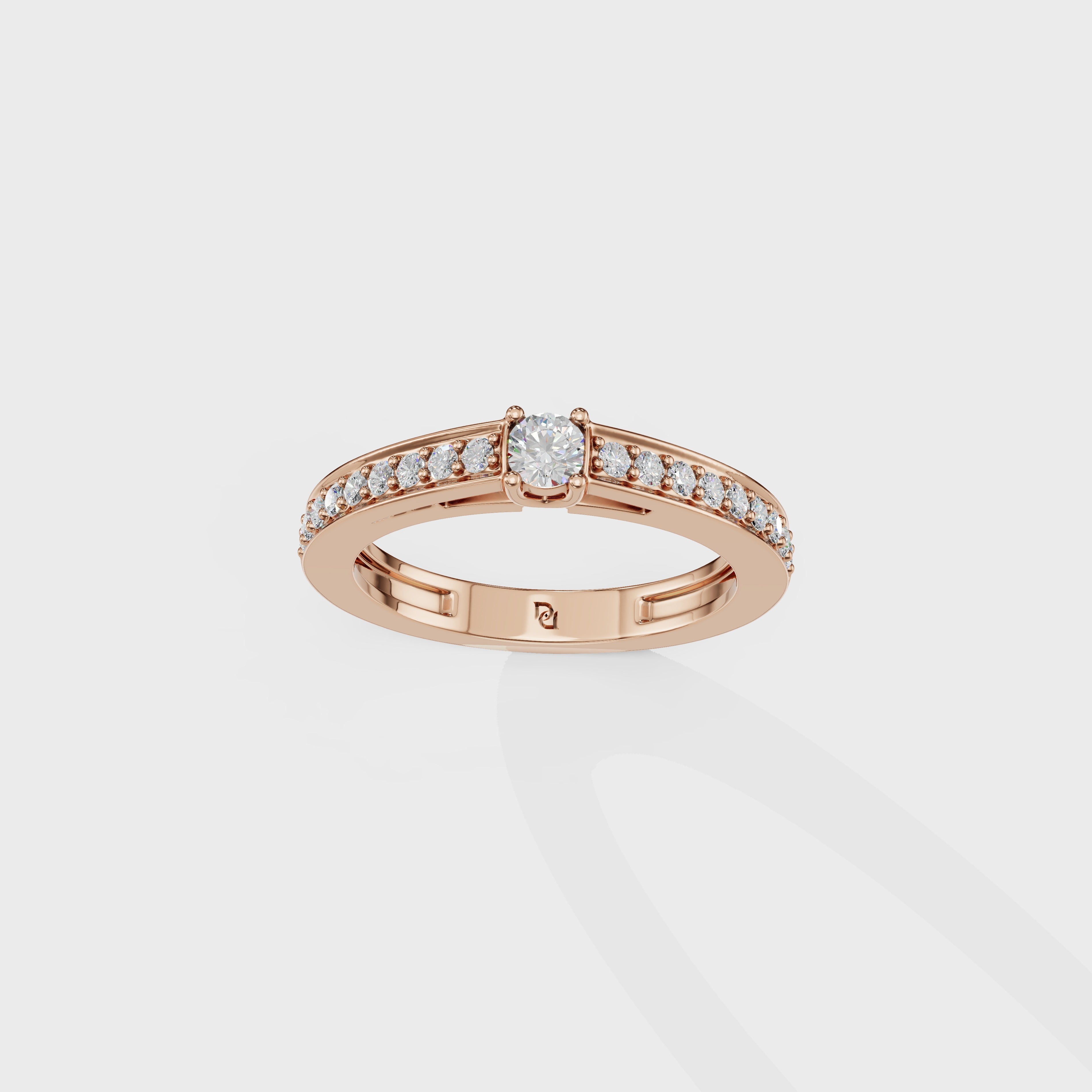 Round Cut  Ring with Channel Set Band