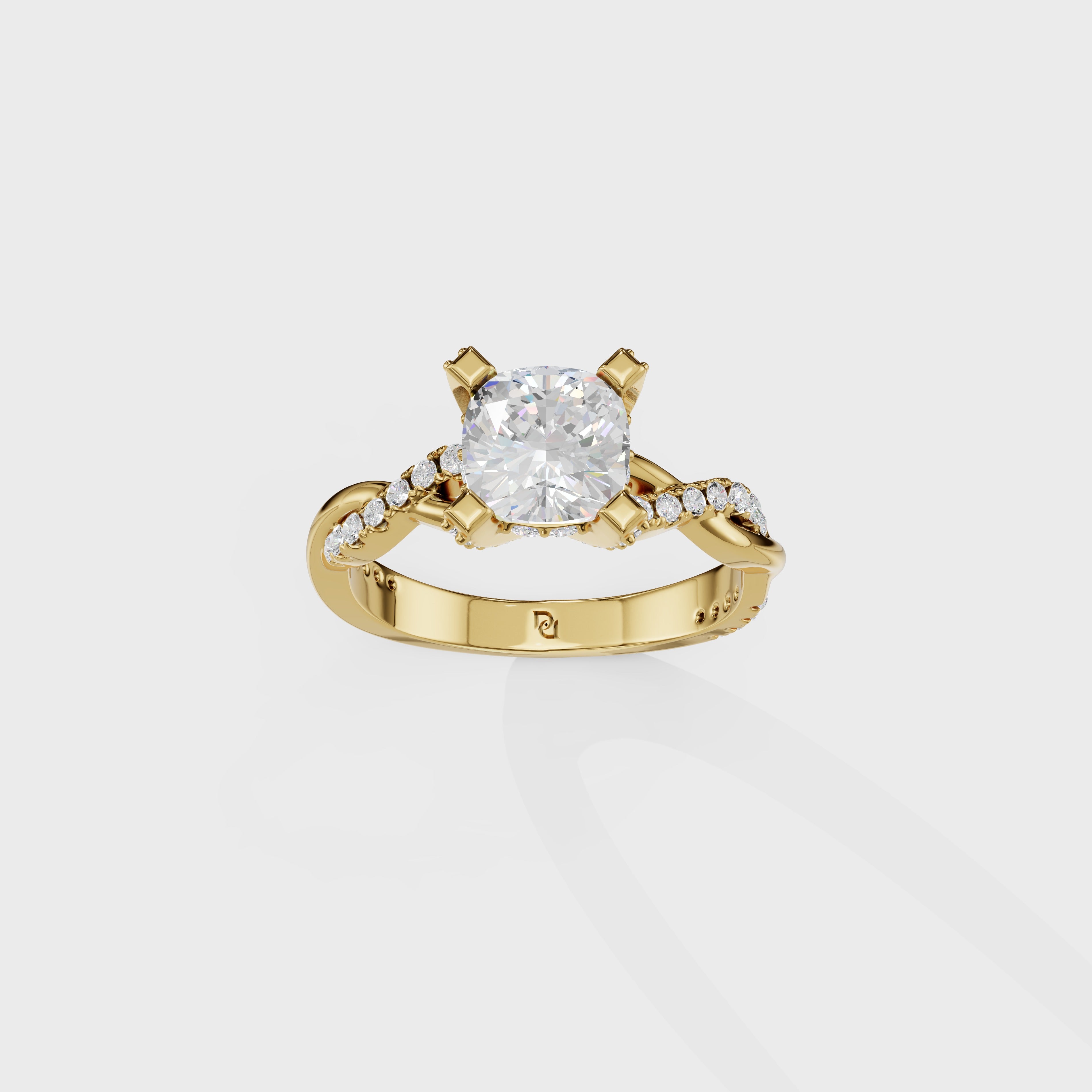 Kelly Cushion Cut Twist Engagement Ring