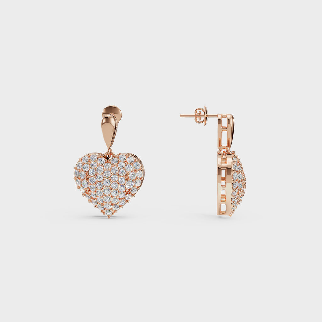 Diamond Heart Drop Earrings