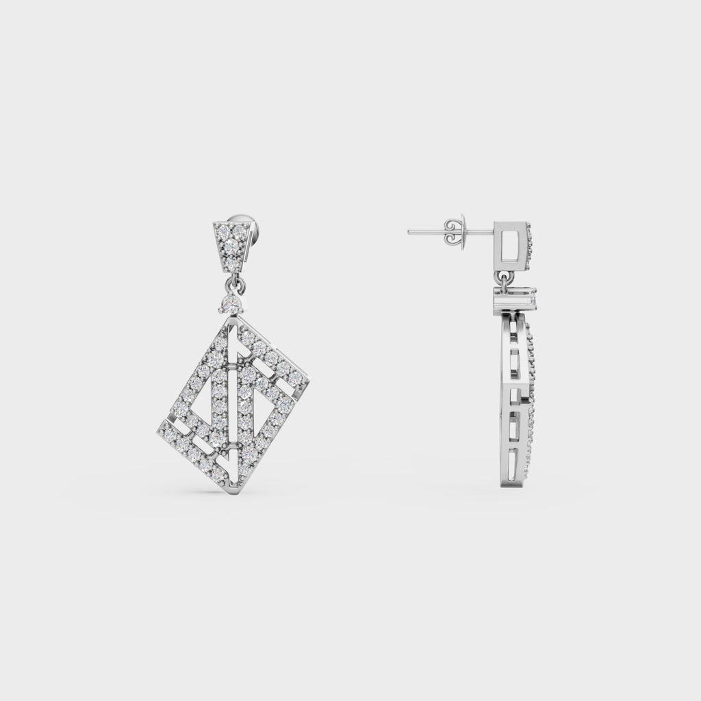 Geometric Drop Diamond Earrings