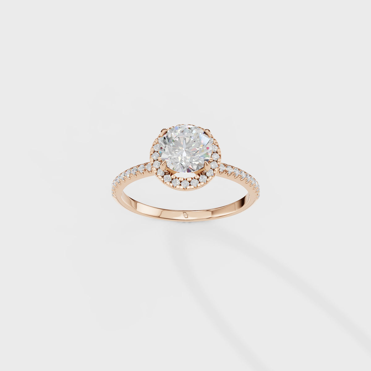 0.70ct Aura Round Cut Diamond Halo Engagement Ring