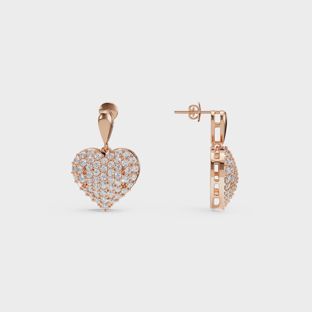 Diamond Heart Drop Earrings