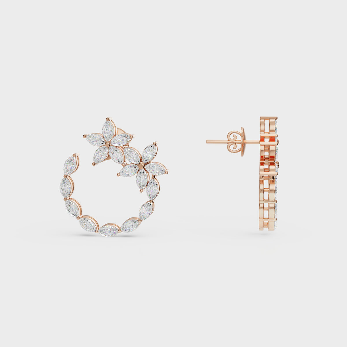 Celestial Blossom Open Circle Marquise Cut Earrings