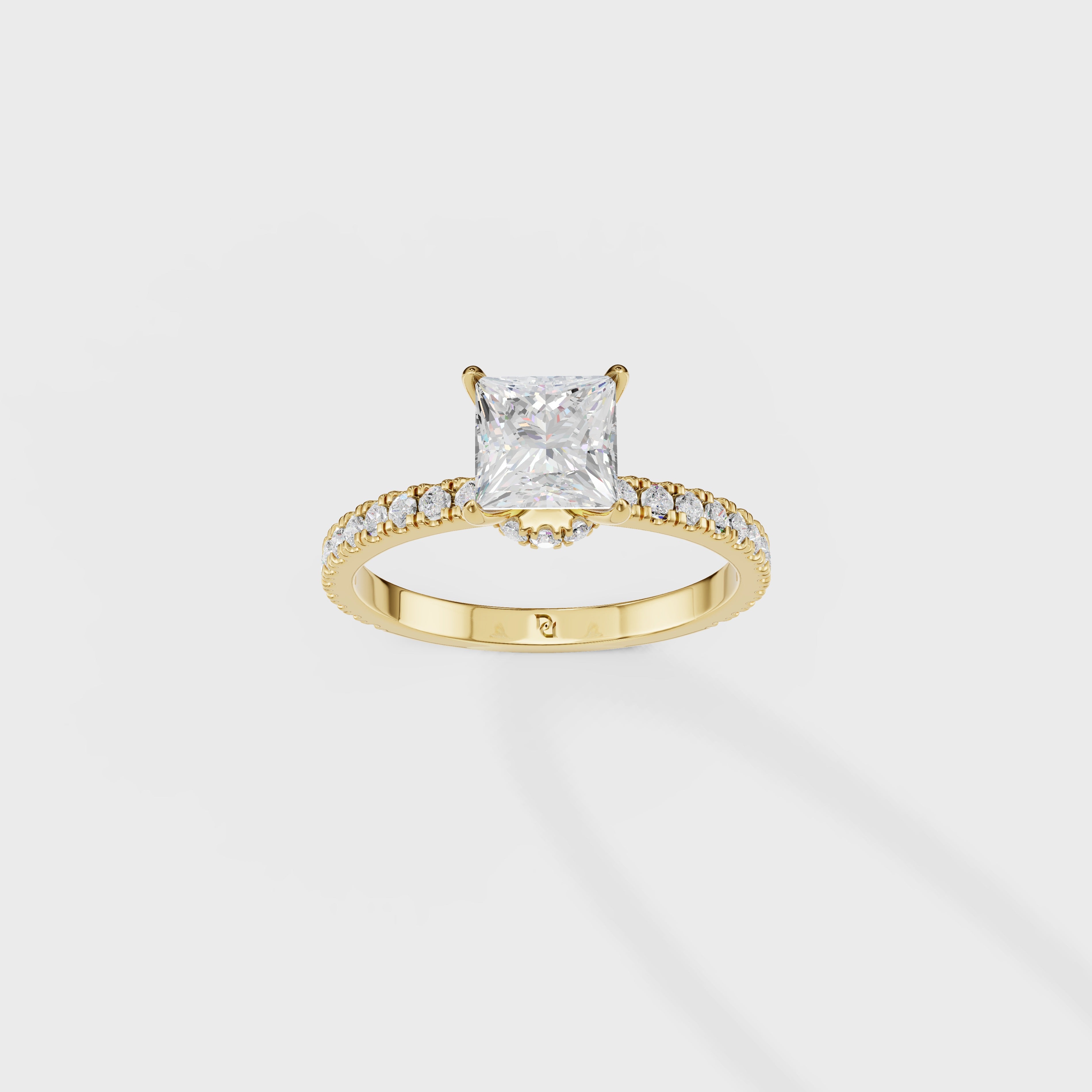 Cathedral Princess Cut Diamond Ring