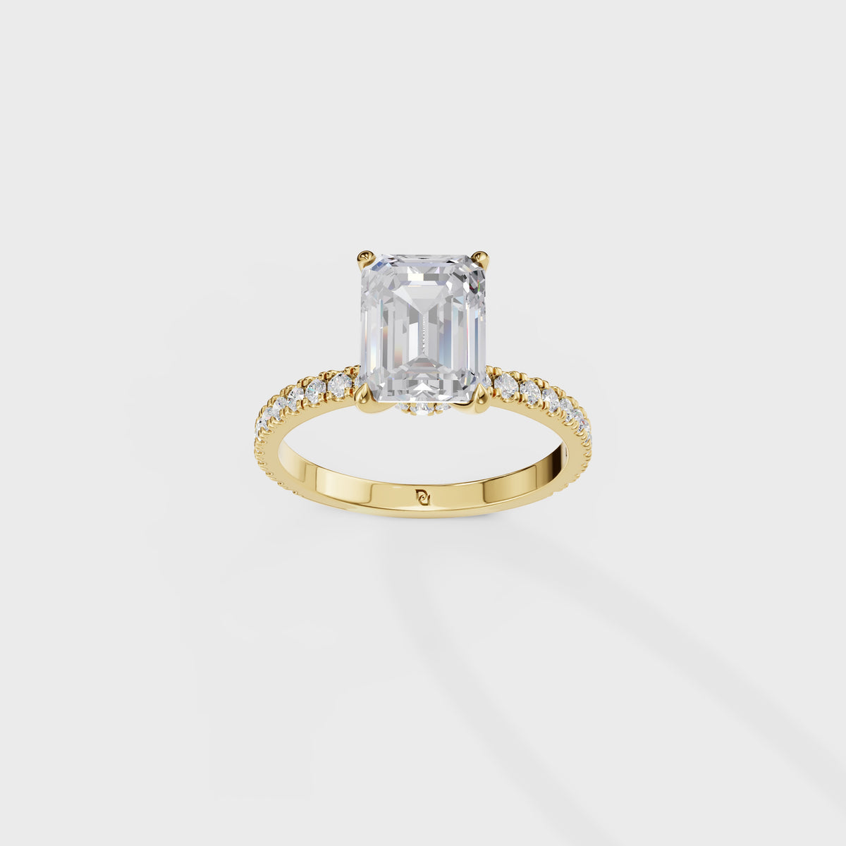 2ct Emerald Cut Engagement Ring with Pave Band