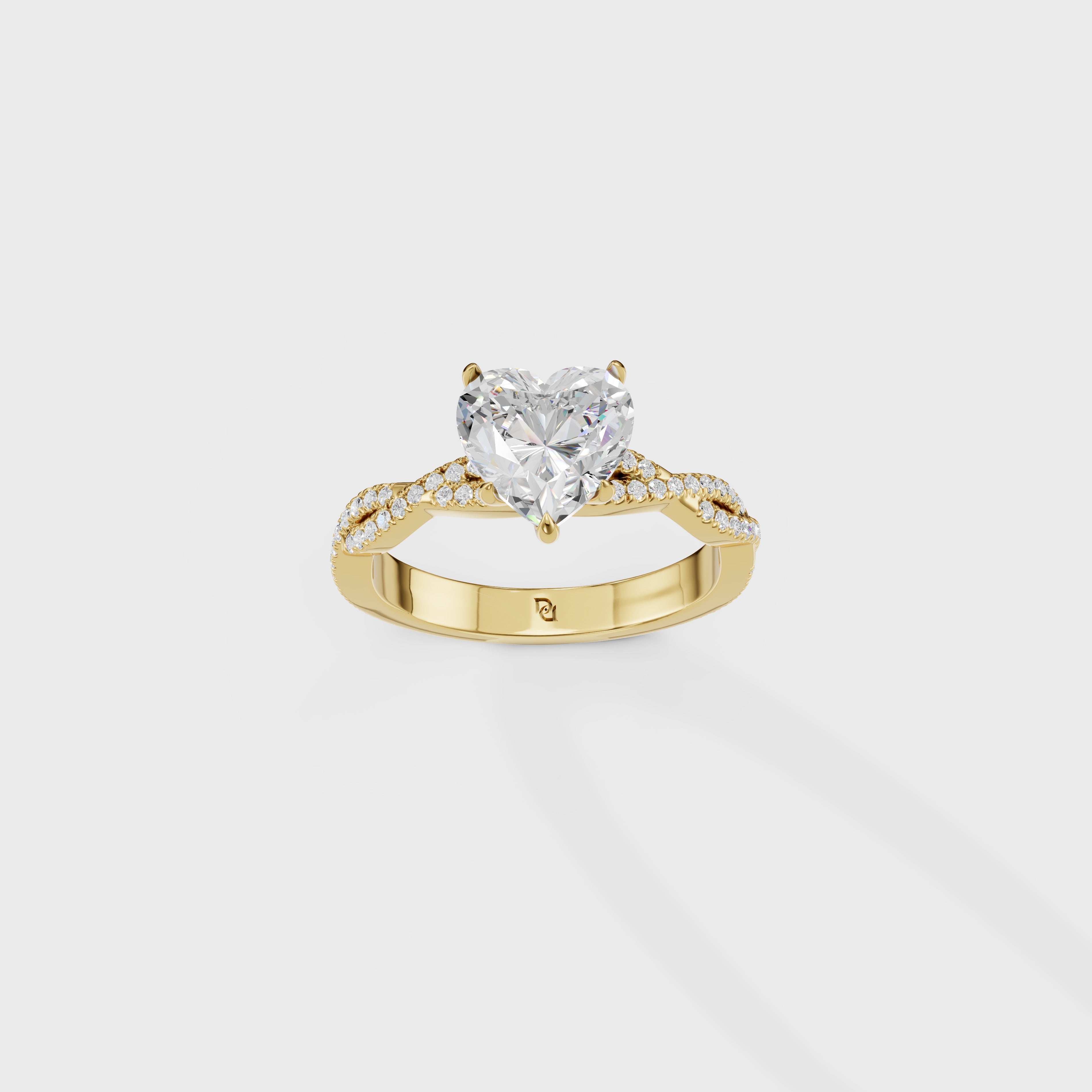 Hidden Halo Petite Heart Engagement Ring