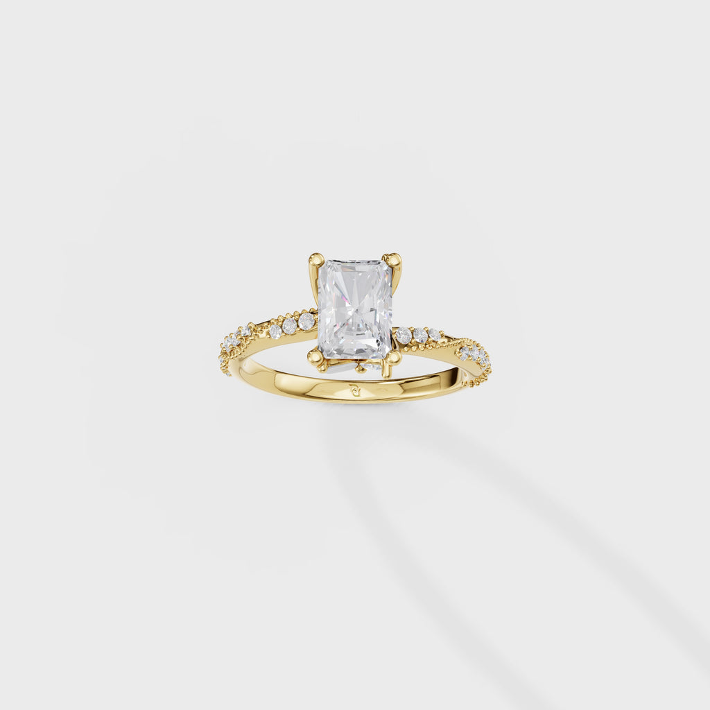 Elegant Radiant Cathedral Style Ring