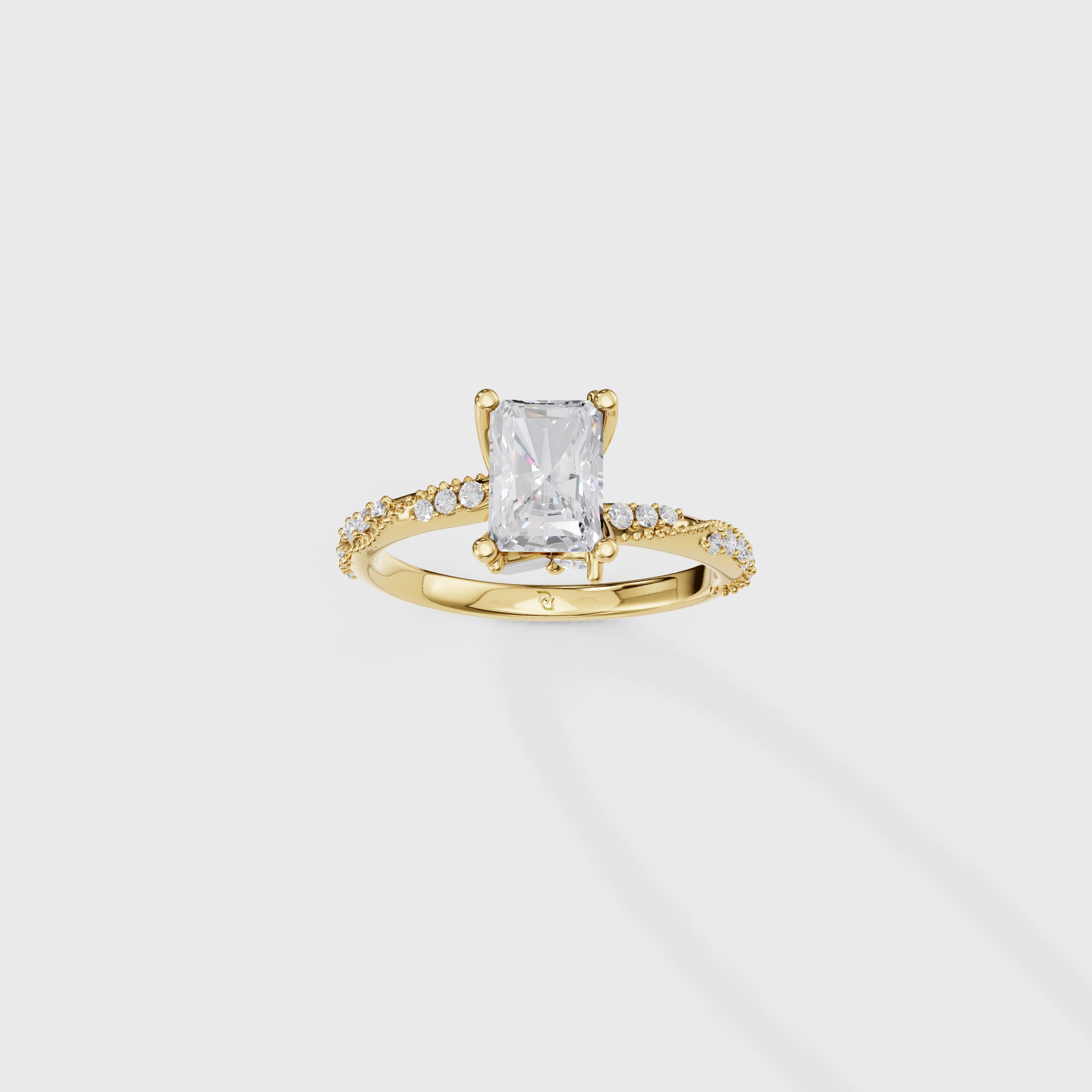 Elegant Radiant Cathedral Style Ring