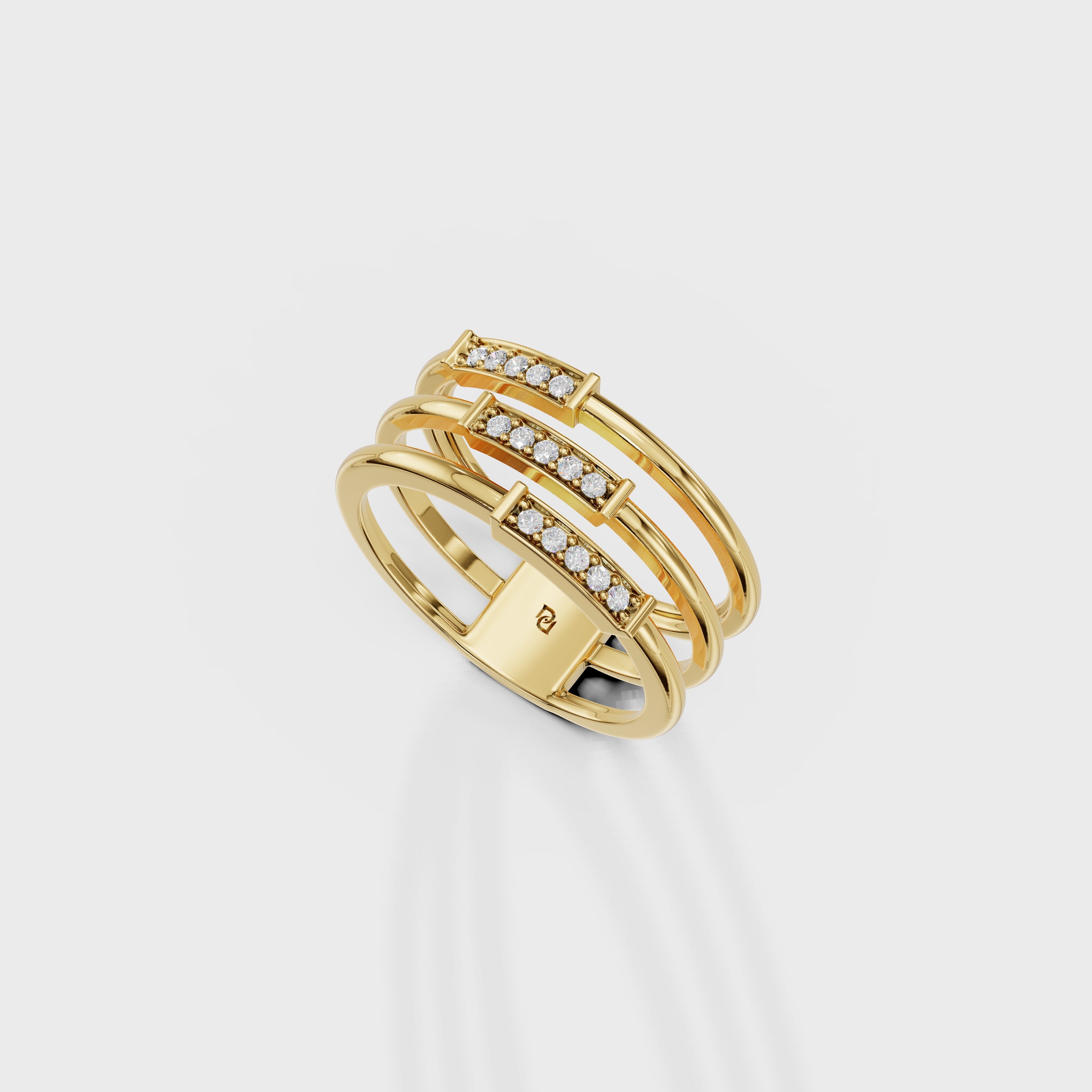 Triple Row Diamond Ring