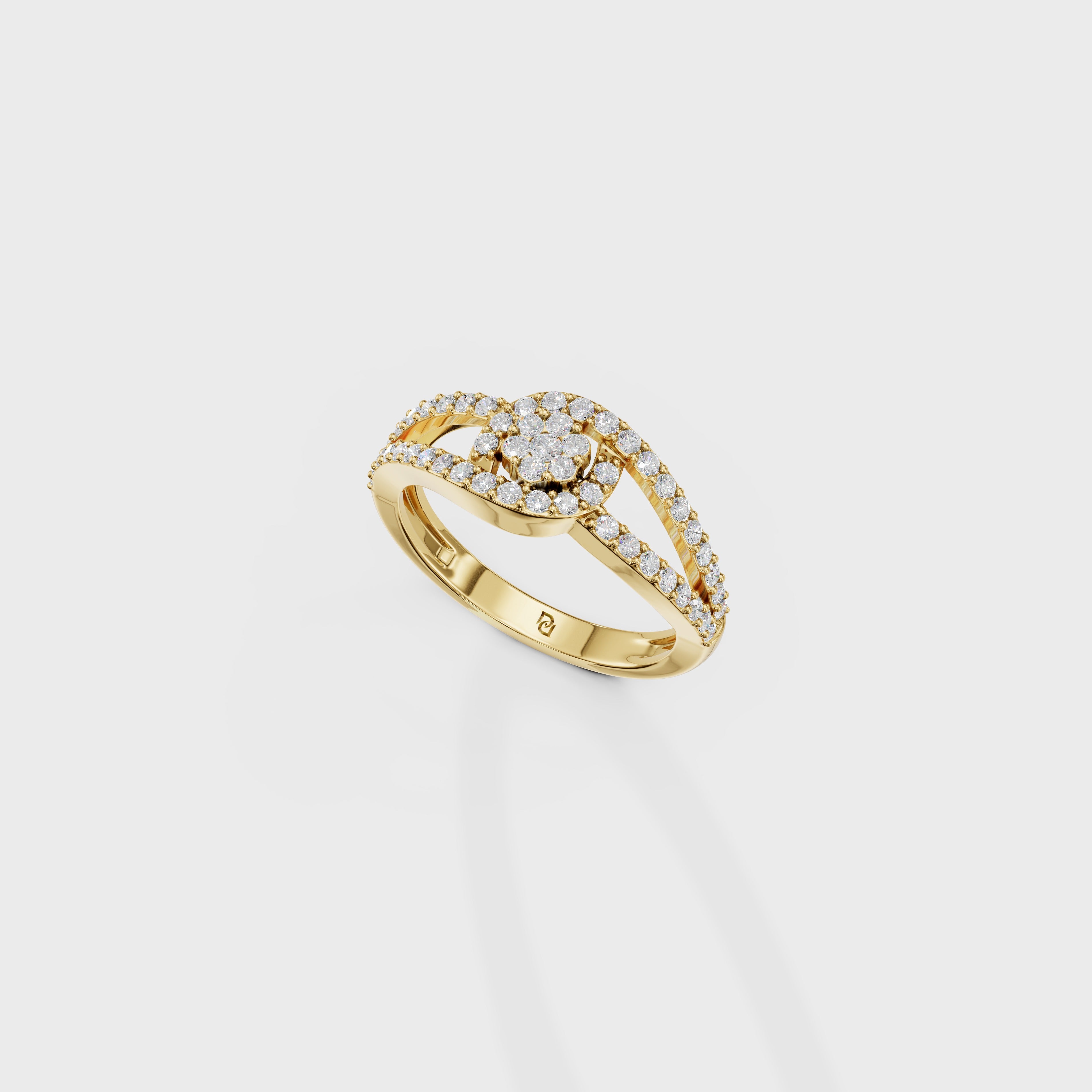 Sparkling Diamond Cluster Ring with Accented Shank