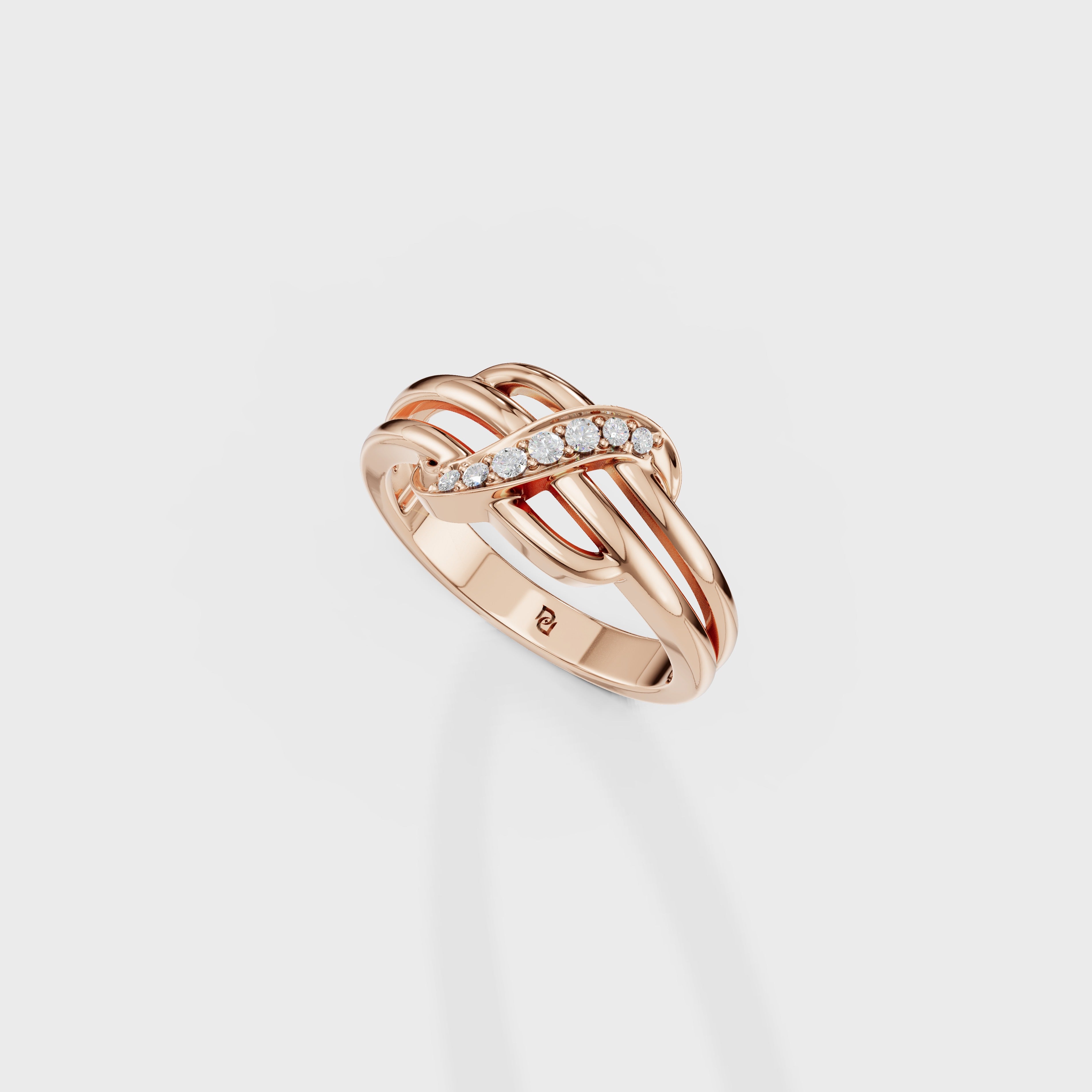 Diamond Interlocking Ribbons Ring