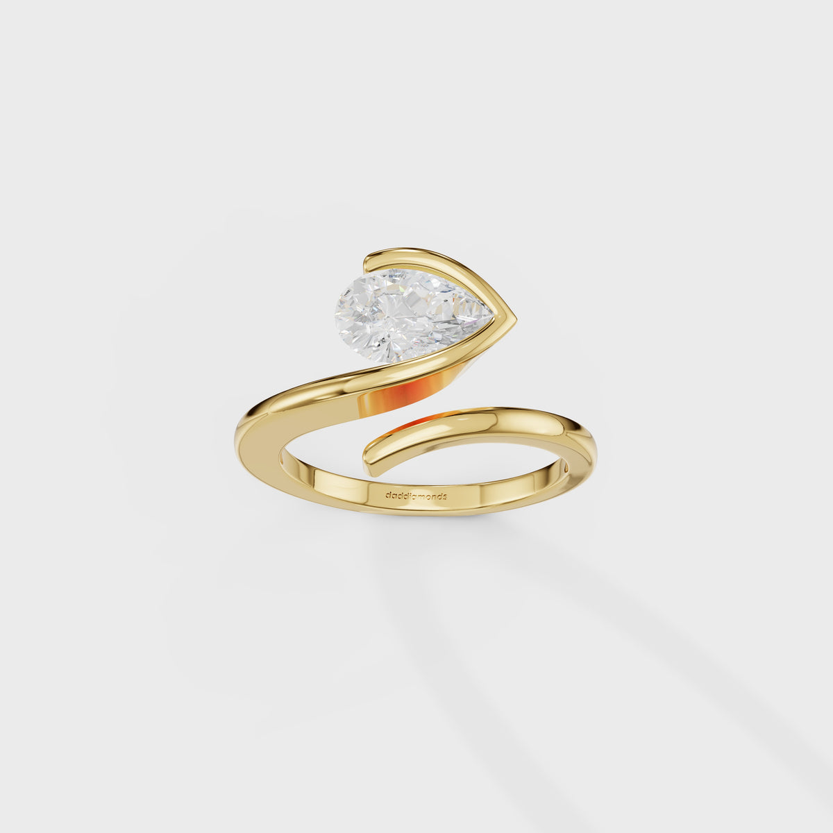 1ct Pear Cut Diamond Curved Bypass Ring