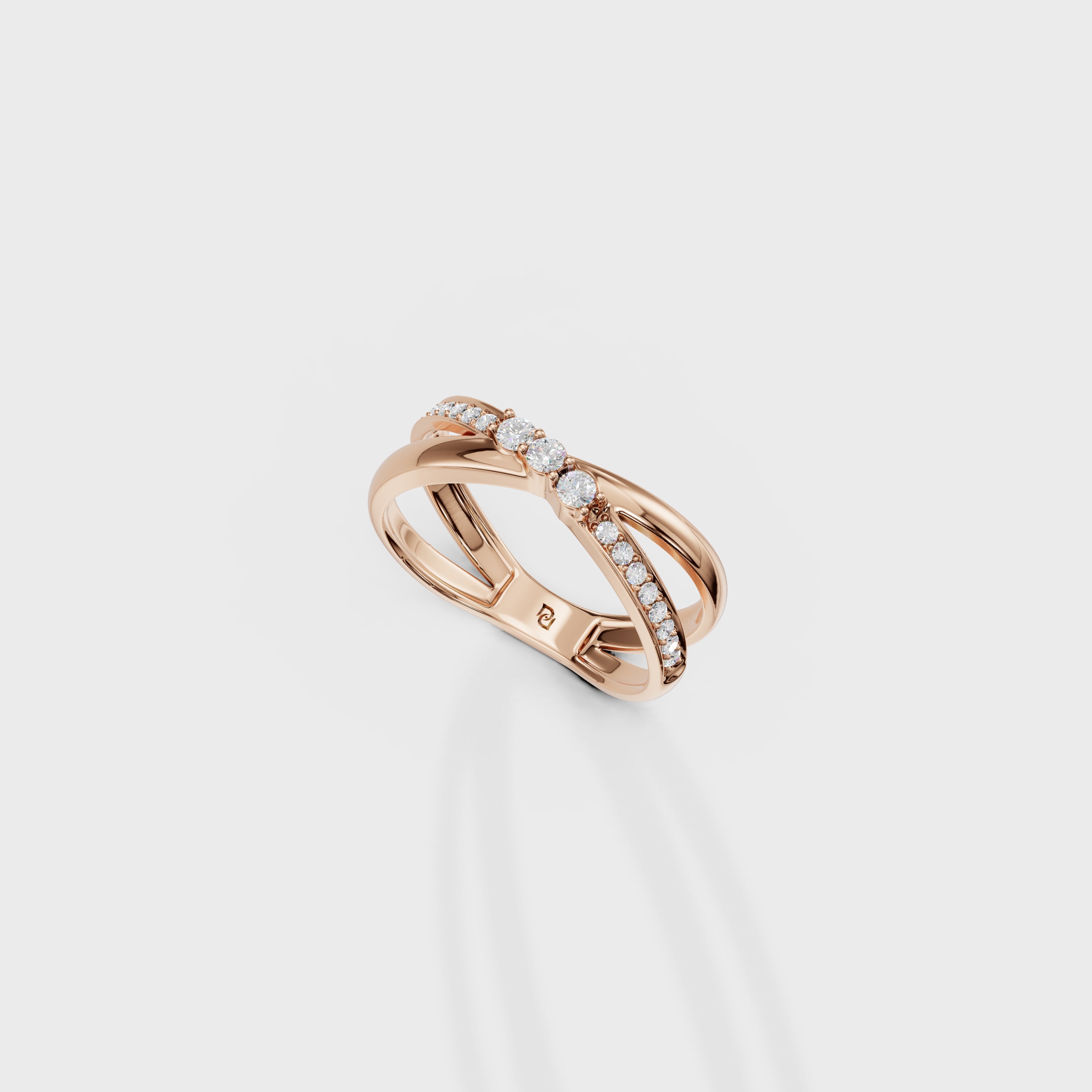 Dual Band Diamond Rose Gold Ring