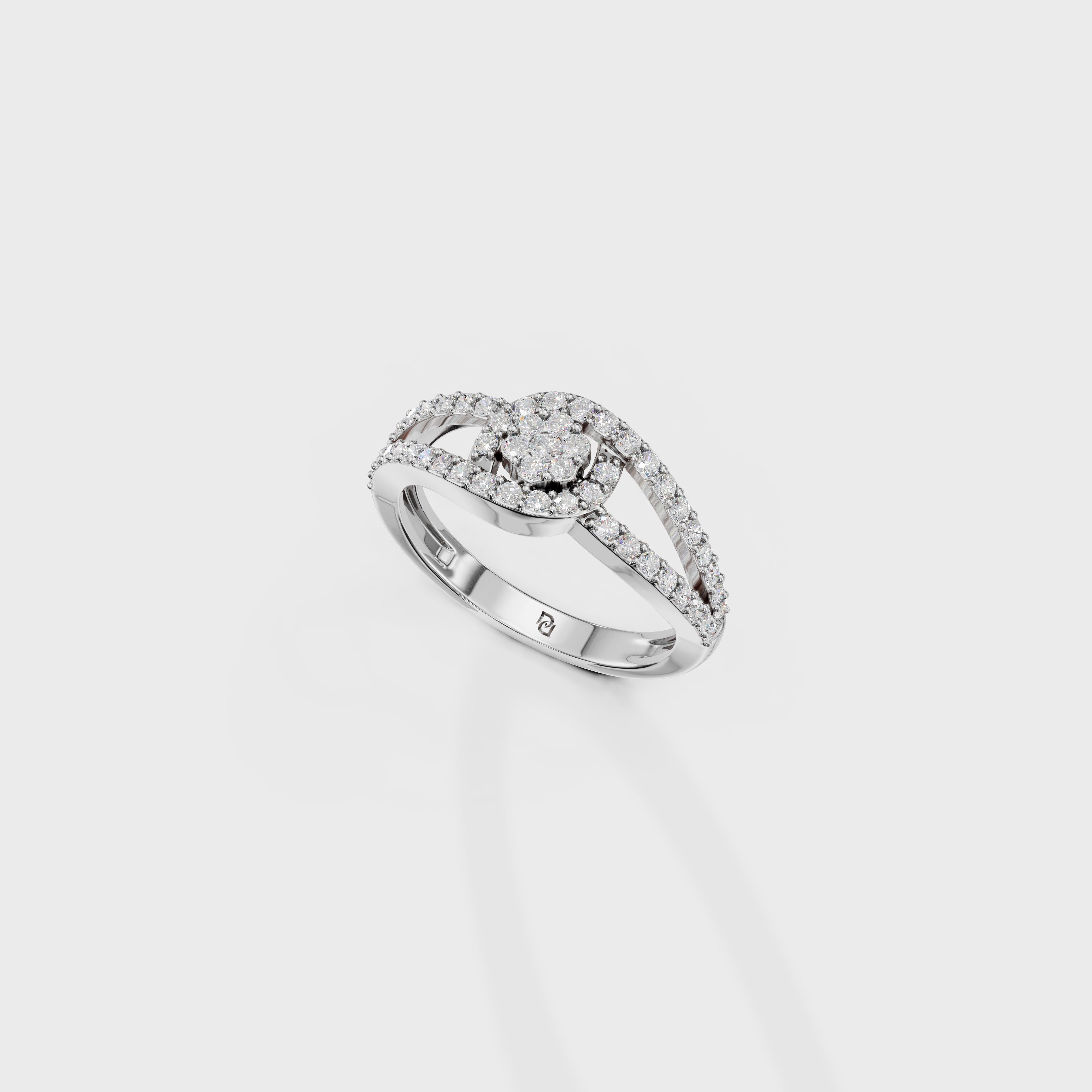 Sparkling Diamond Cluster Ring with Accented Shank