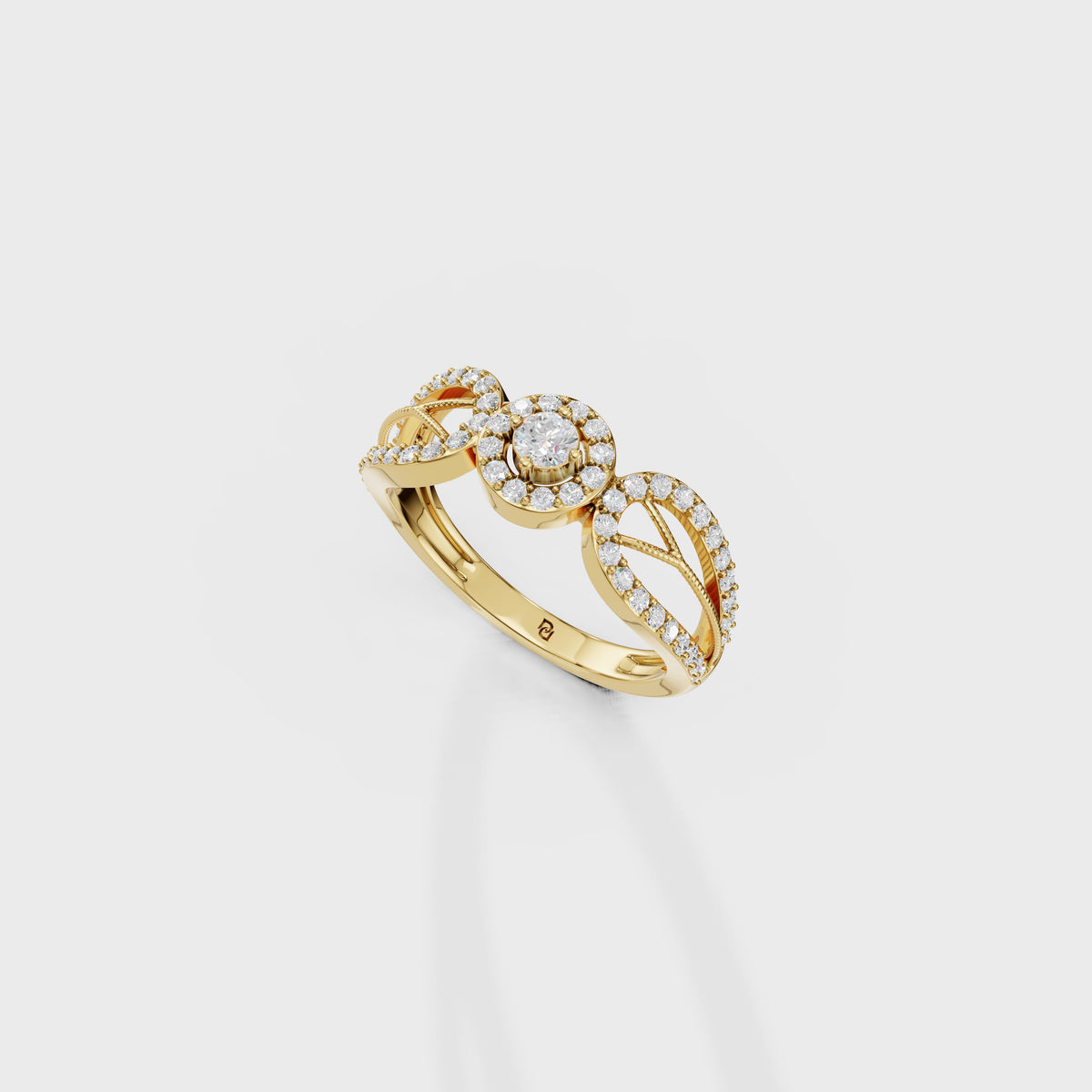 0.45ct Round cut Art Deco Bloom Engagement Ring
