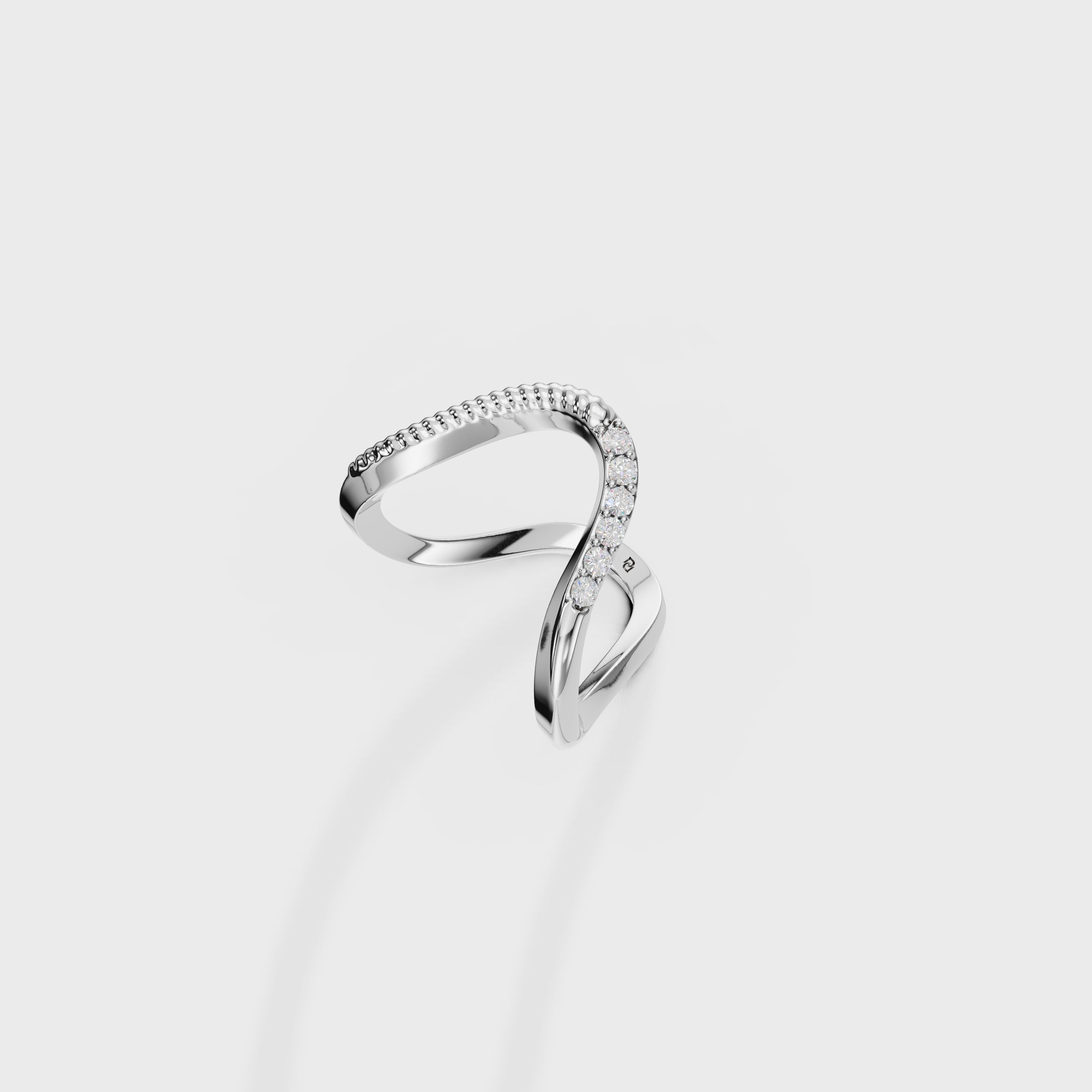 Curved Round Diamond Band
