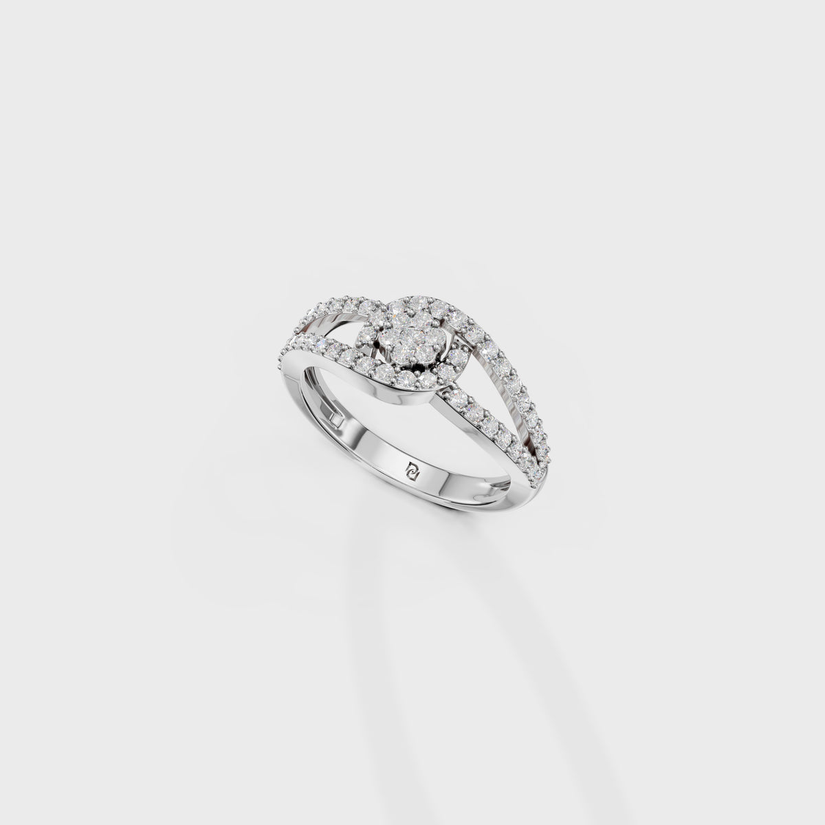 Sparkling Diamond Cluster Ring with Accented Shank