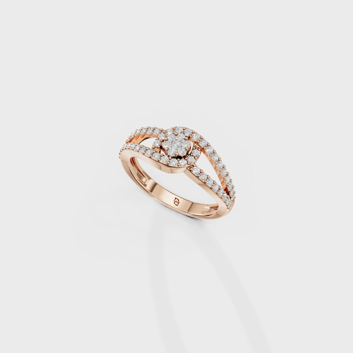 Sparkling Diamond Cluster Ring with Accented Shank