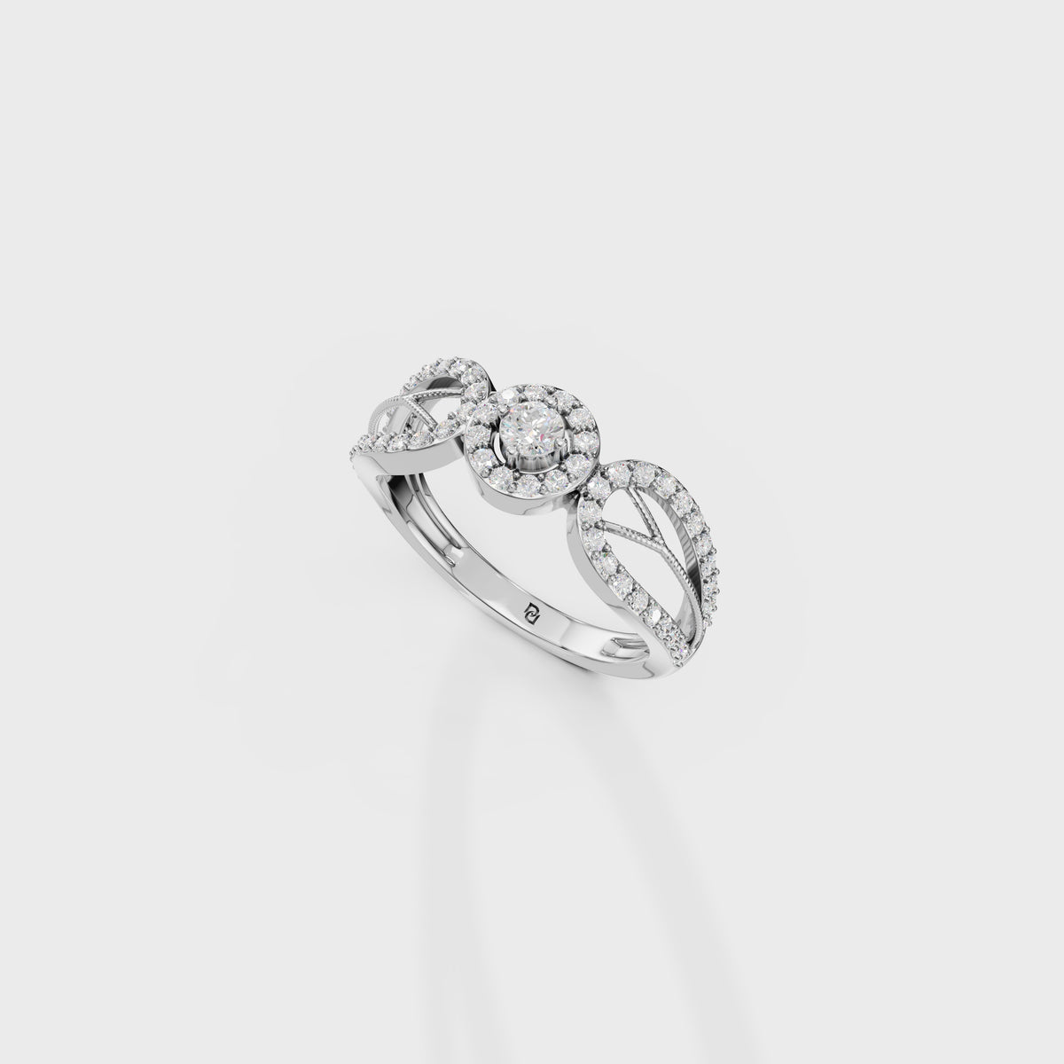 0.45ct Round cut Art Deco Bloom Engagement Ring