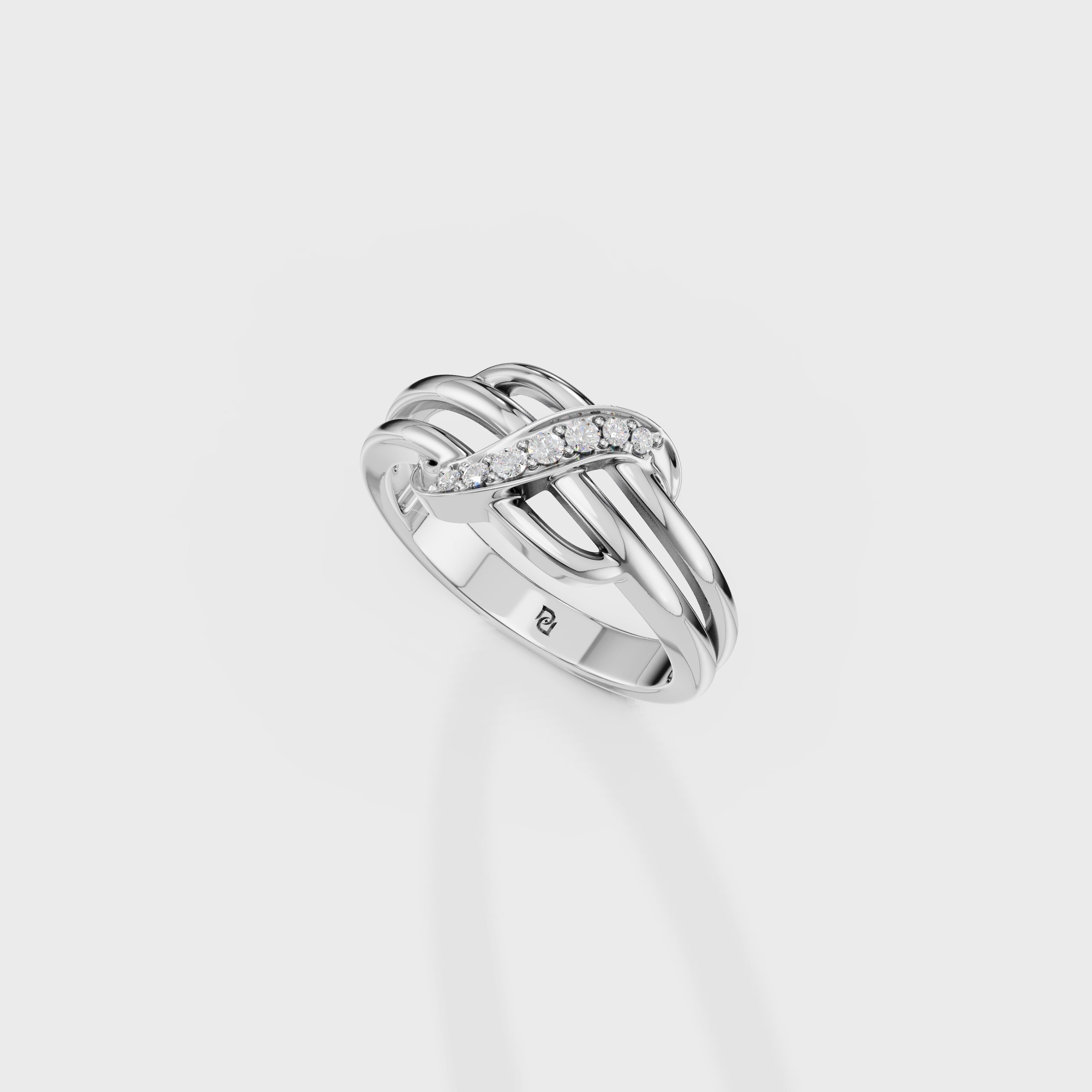 Diamond Interlocking Ribbons Ring