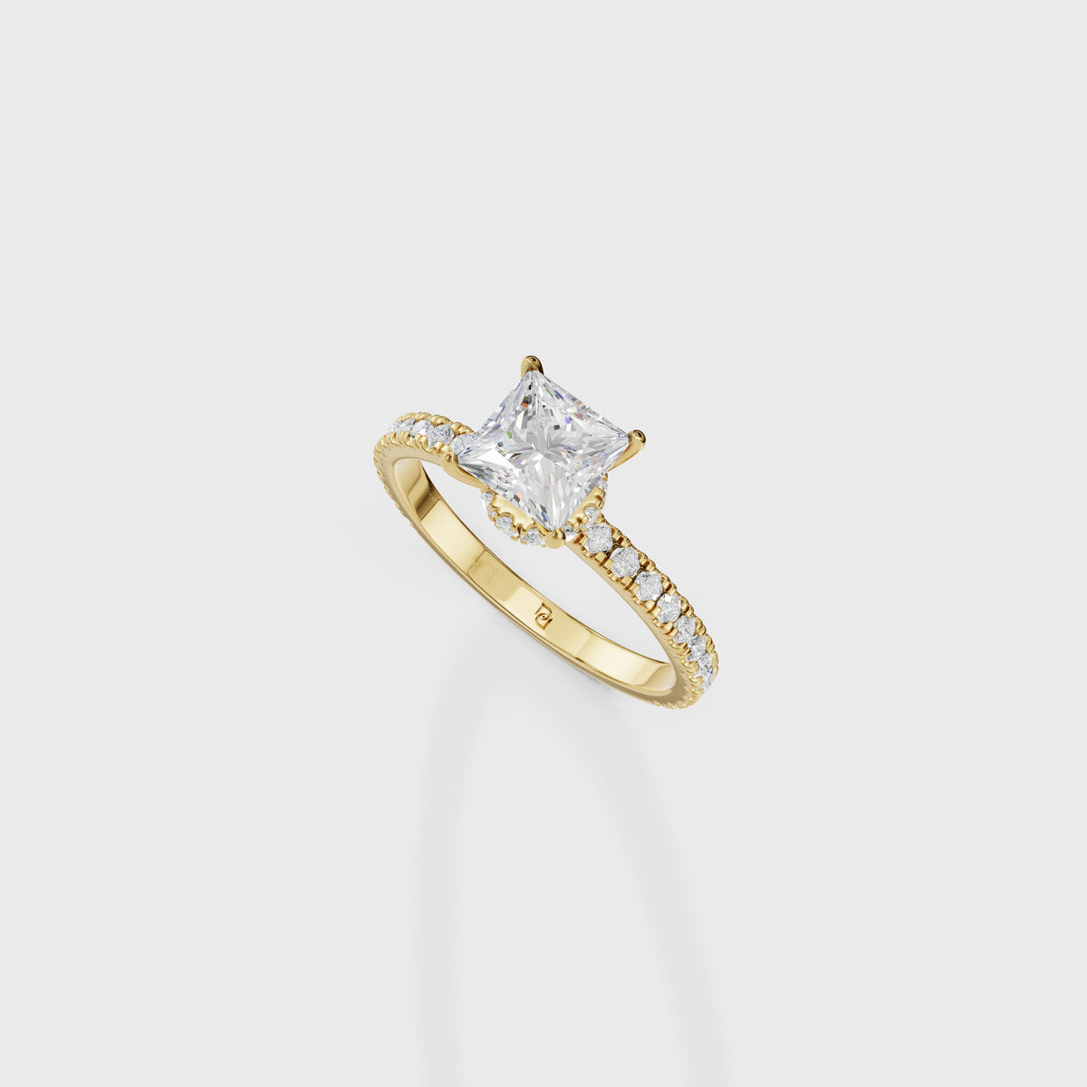 Cathedral 1ct Princess Cut Diamond Ring