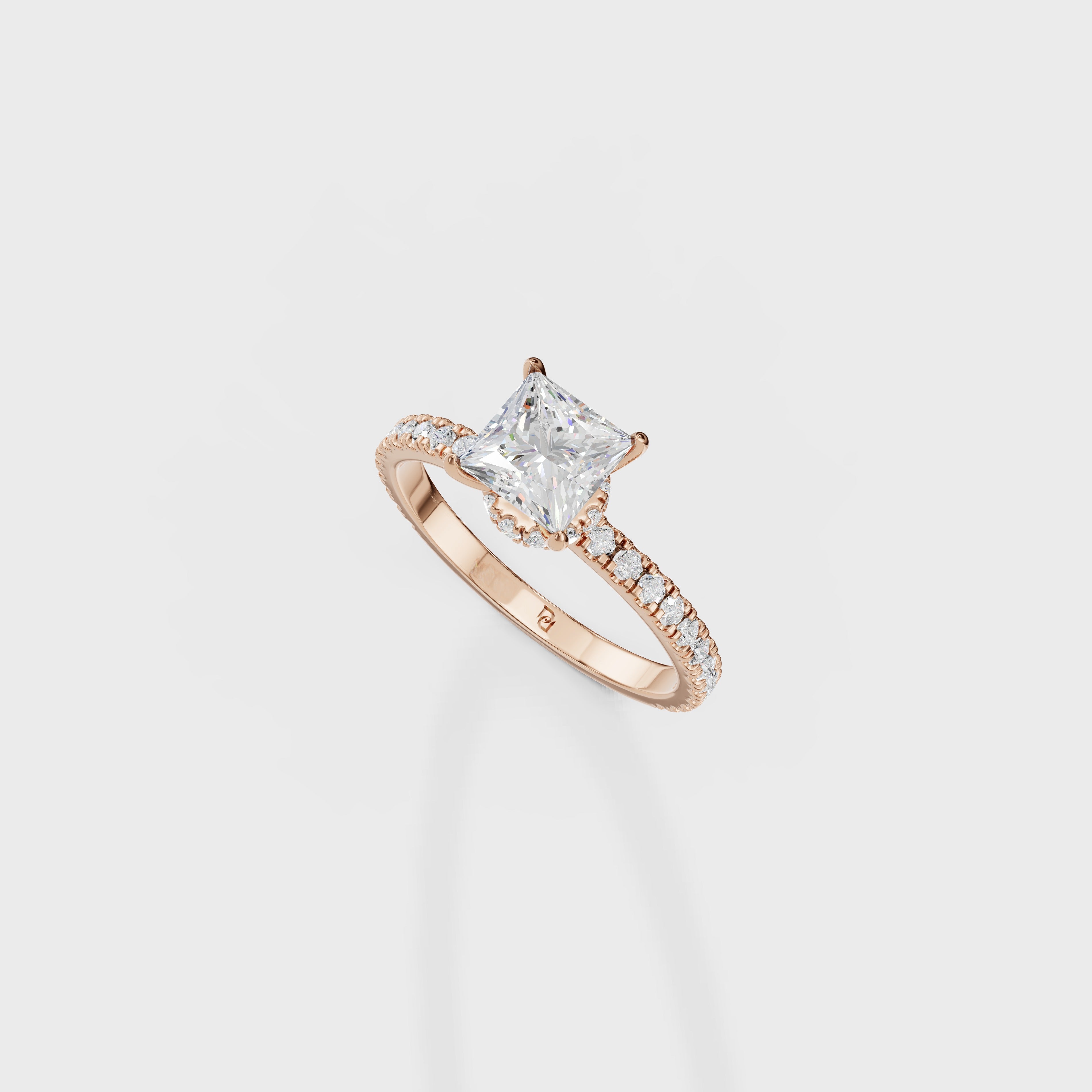 Cathedral Princess Cut Diamond Ring
