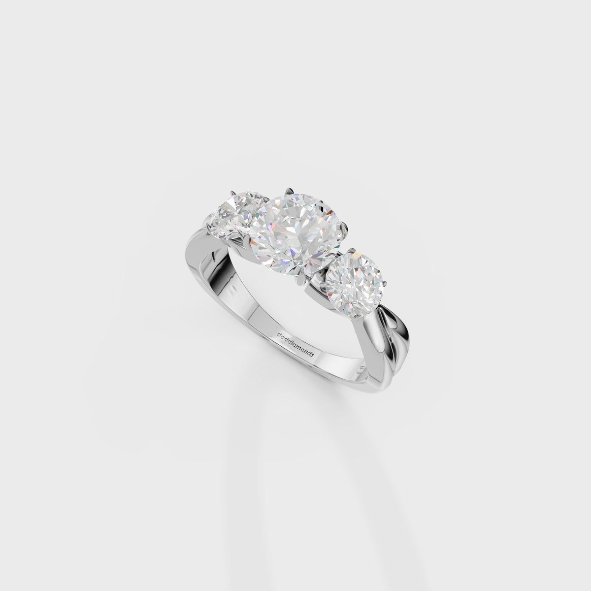 Classic Round Diamond Trilogy Engagement Ring
