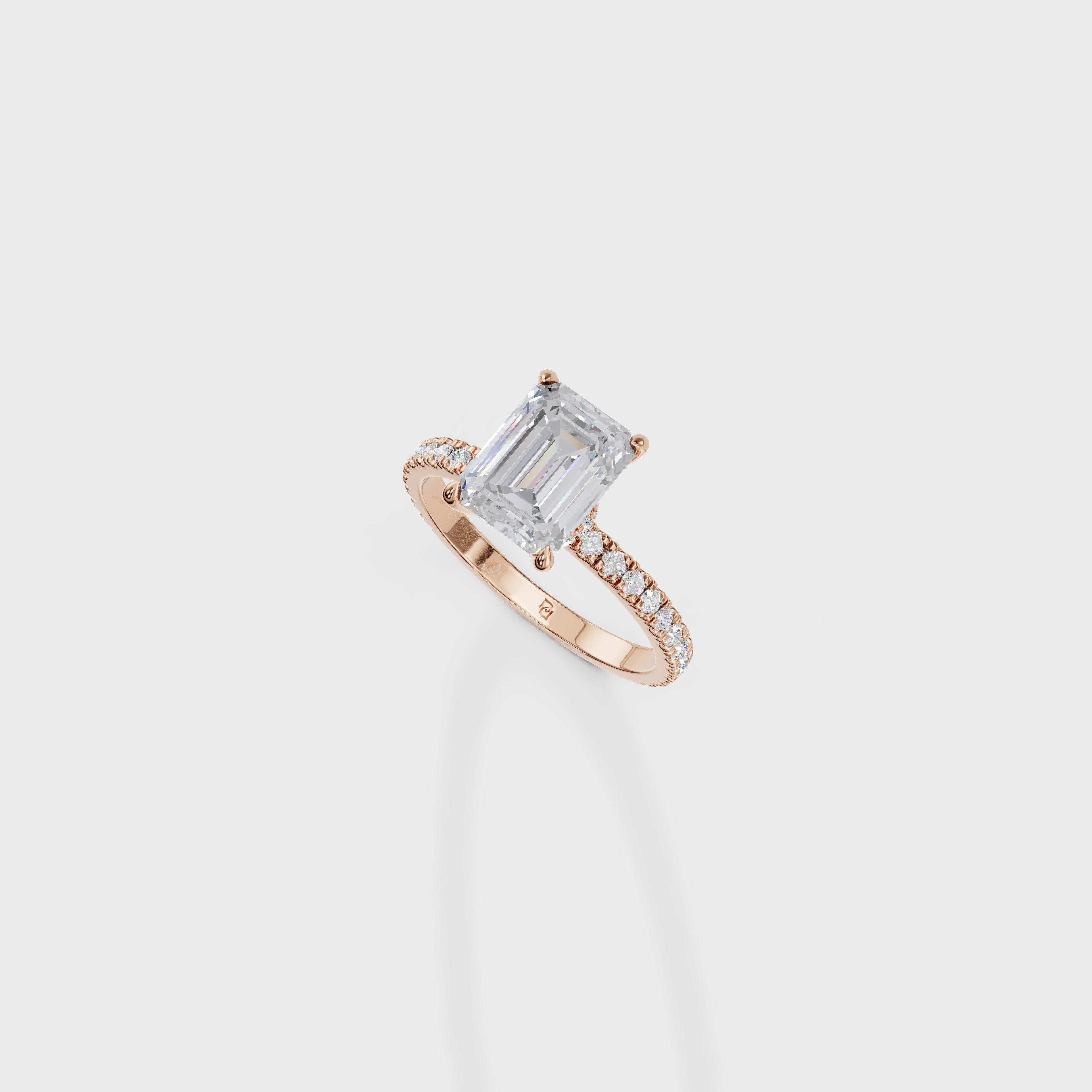 Emerald Cut Engagement Ring with Pavé Band