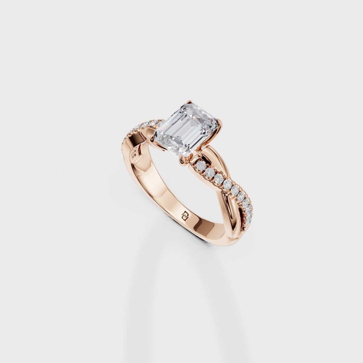 1.02ct Eternal Embrace Emerald Cut Twisted Engagement Ring
