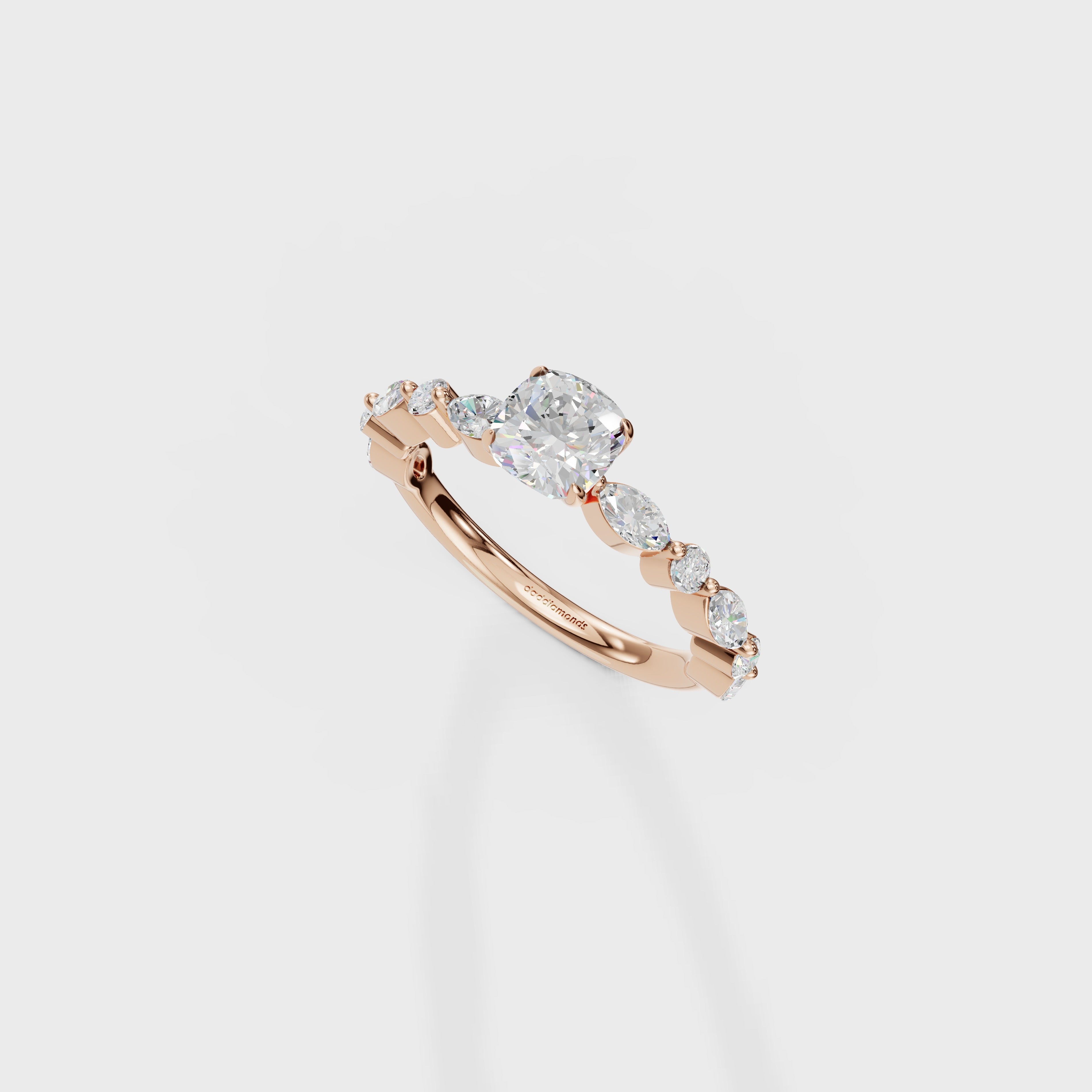 0.85ct Royal Cushion Cut Cascade Ring