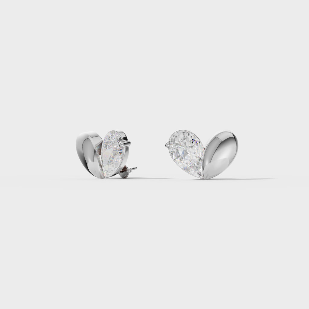 Heart Shaped Diamond Stud Earrings