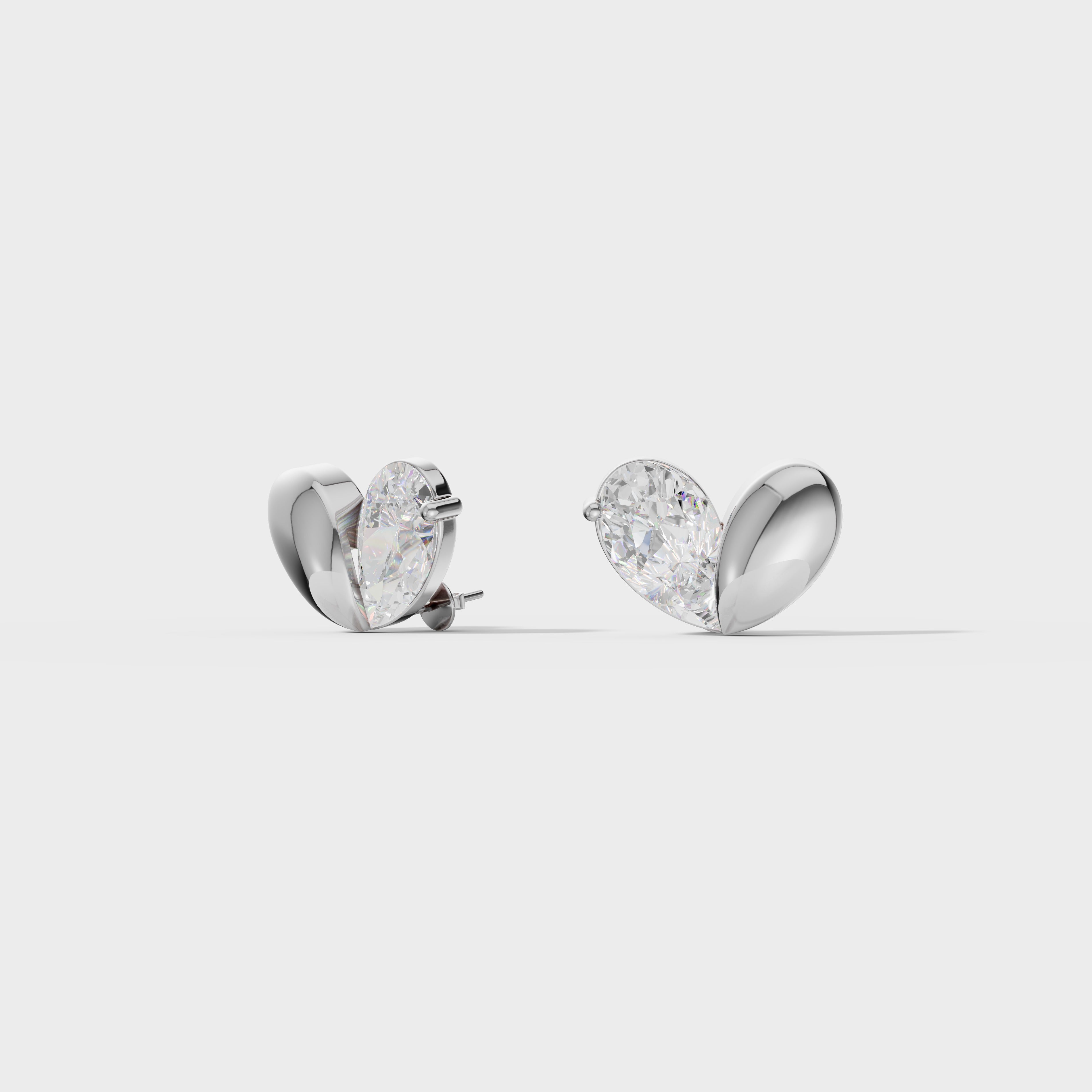 Heart Shaped Diamond Stud Earrings